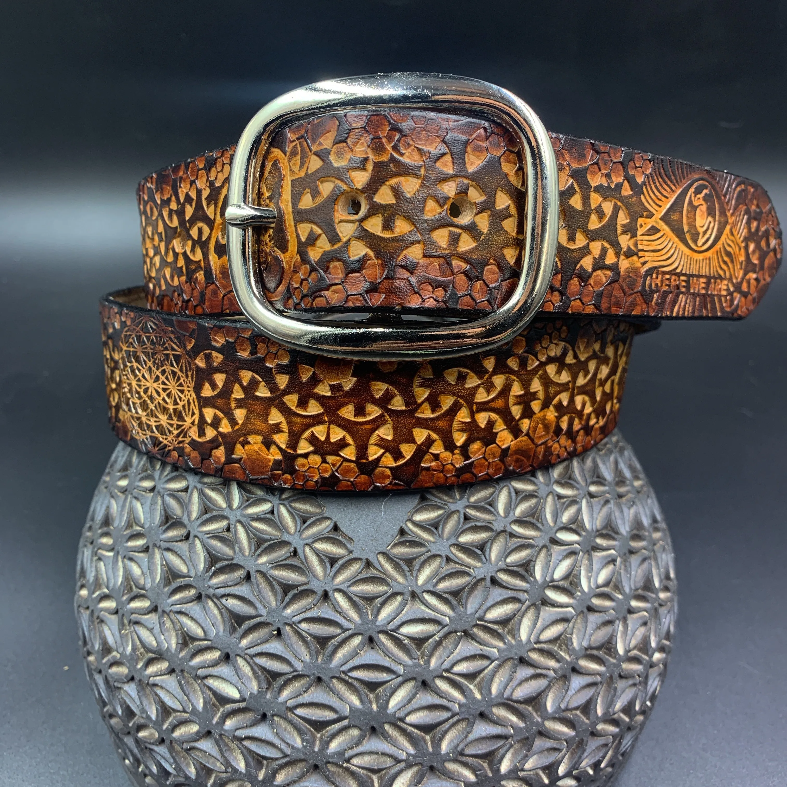 Stamped Leather Belt - Classy/Dress