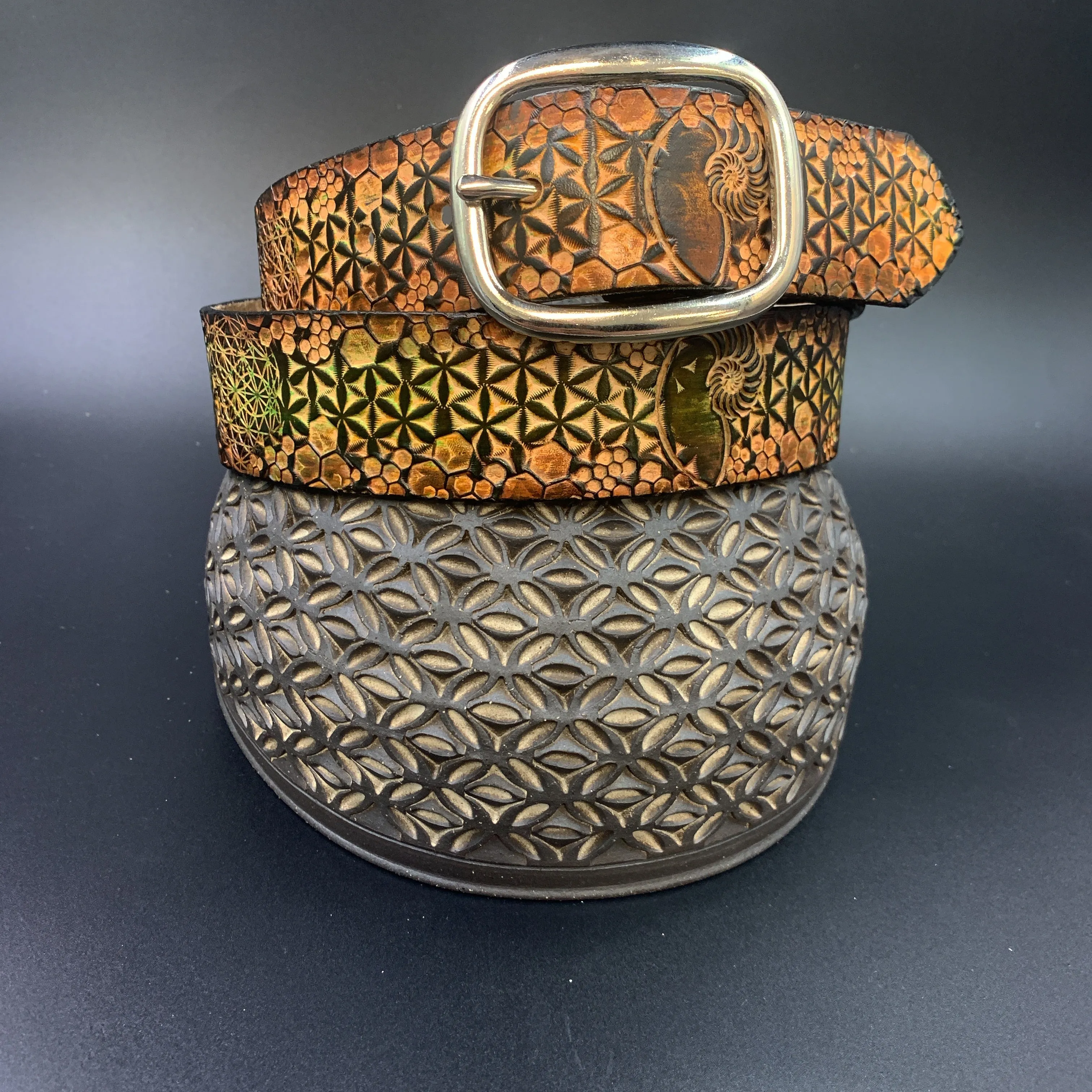 Stamped Leather Belt - Classy/Dress