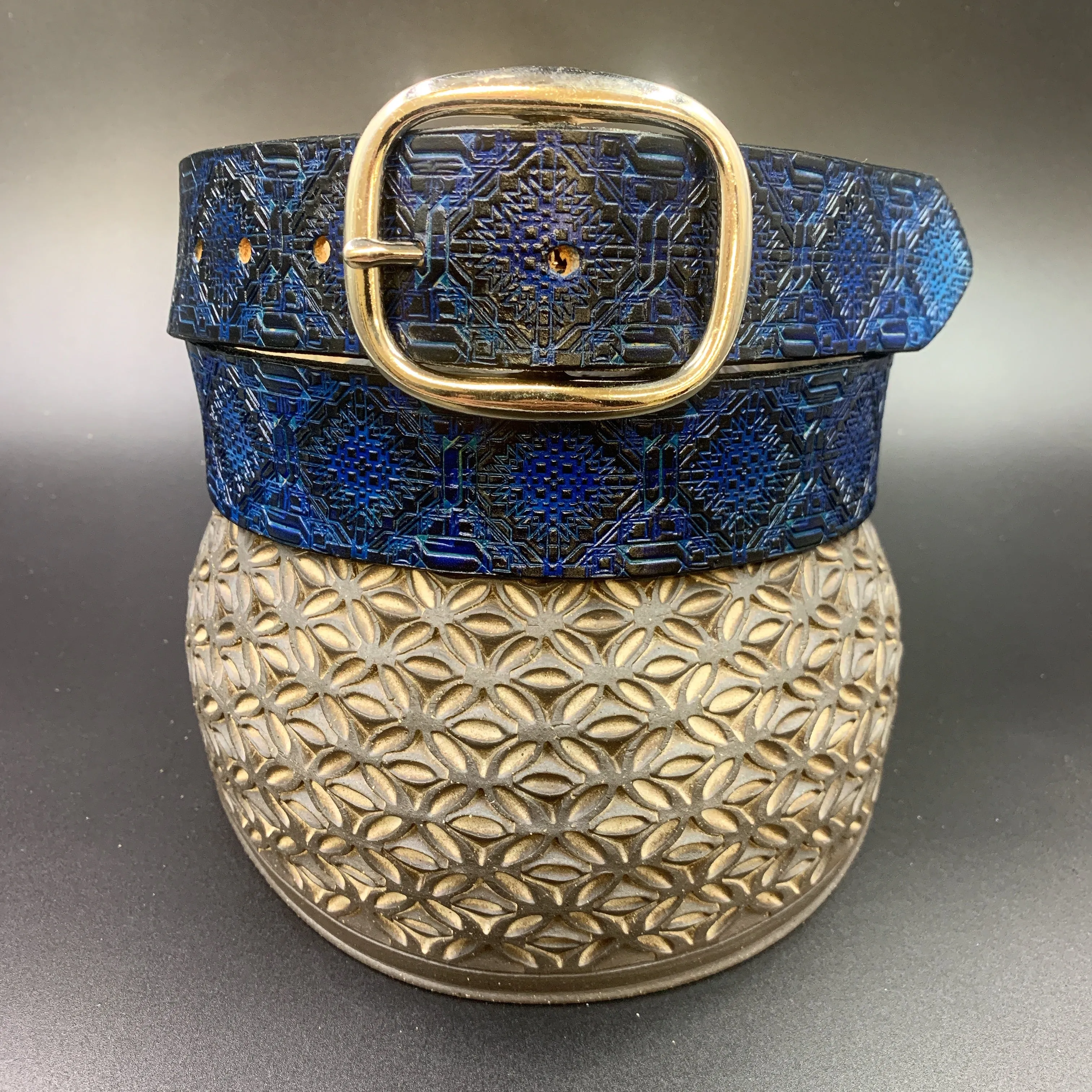 Stamped Leather Belt - Classy/Dress