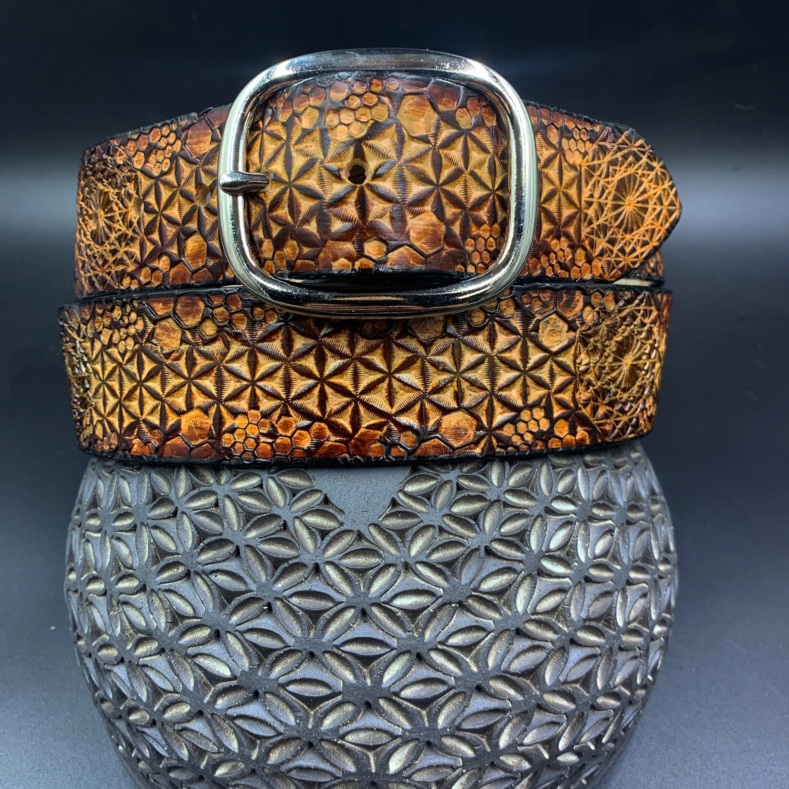 Stamped Leather Belt - Classy/Dress