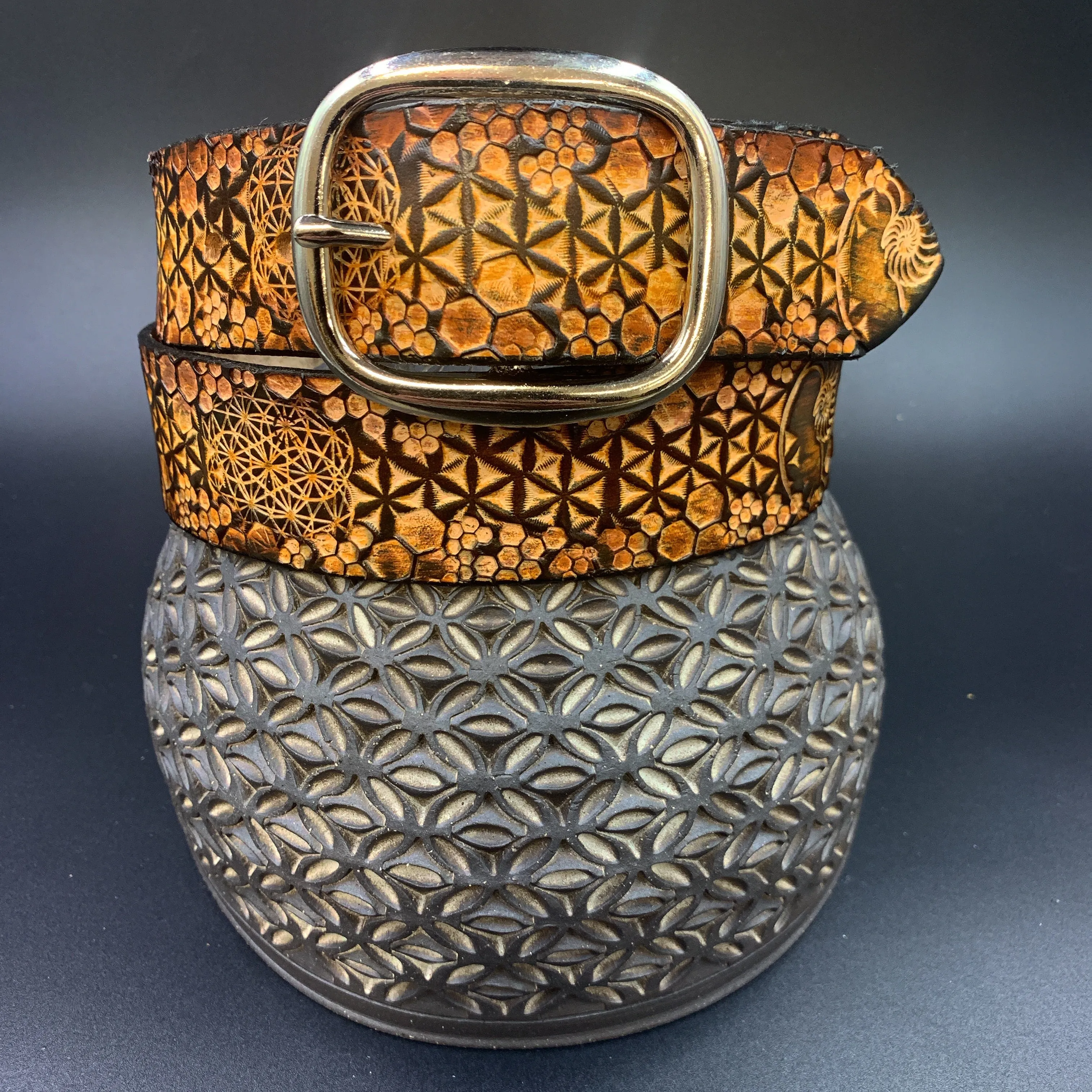 Stamped Leather Belt - Classy/Dress