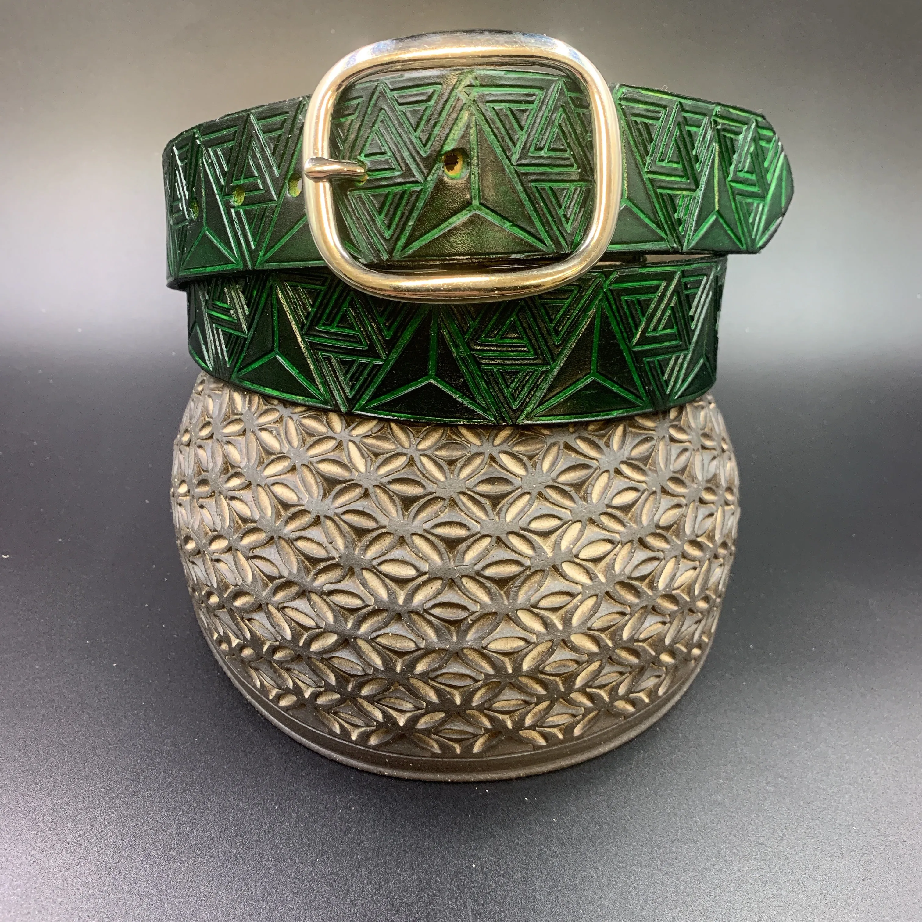Stamped Leather Belt - Classy/Dress