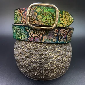 Stamped Leather Belt - Paisley
