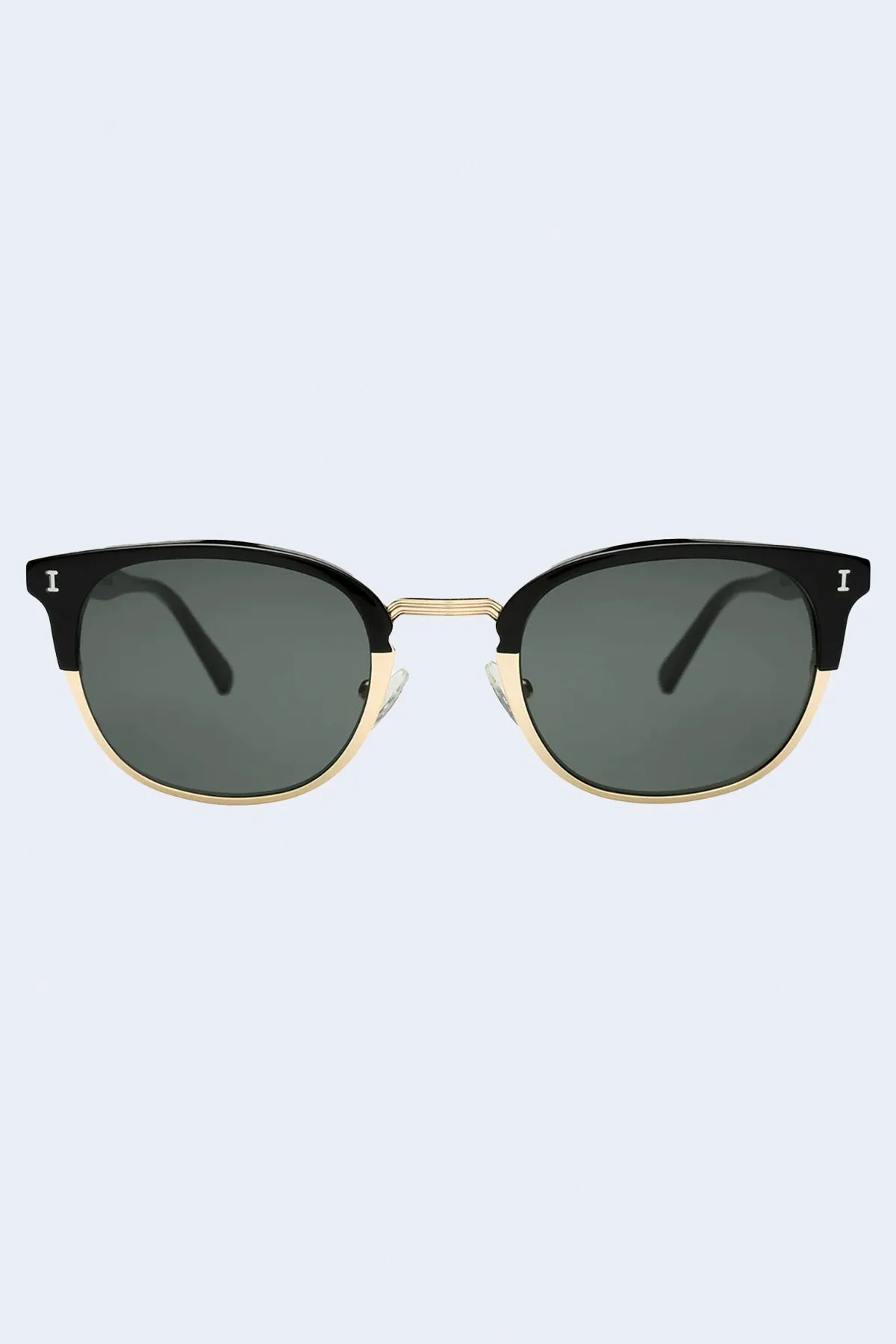 Stockholm Sunglasses in Black/Gold W/ Olive Lenses