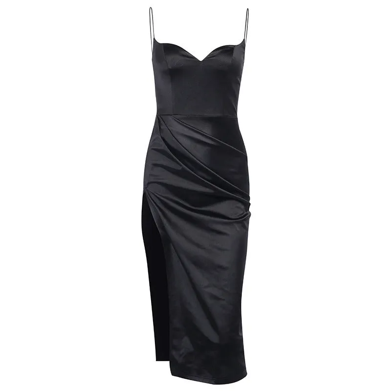 Strappy Sling Backless Party Bodycon Midi Dresses Black