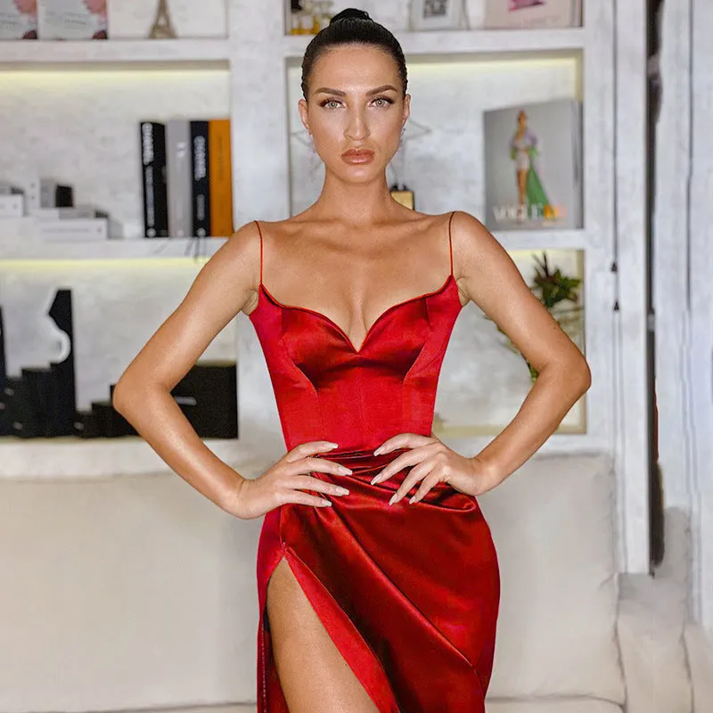 Strappy Sling Backless Party Bodycon Midi Dresses Black