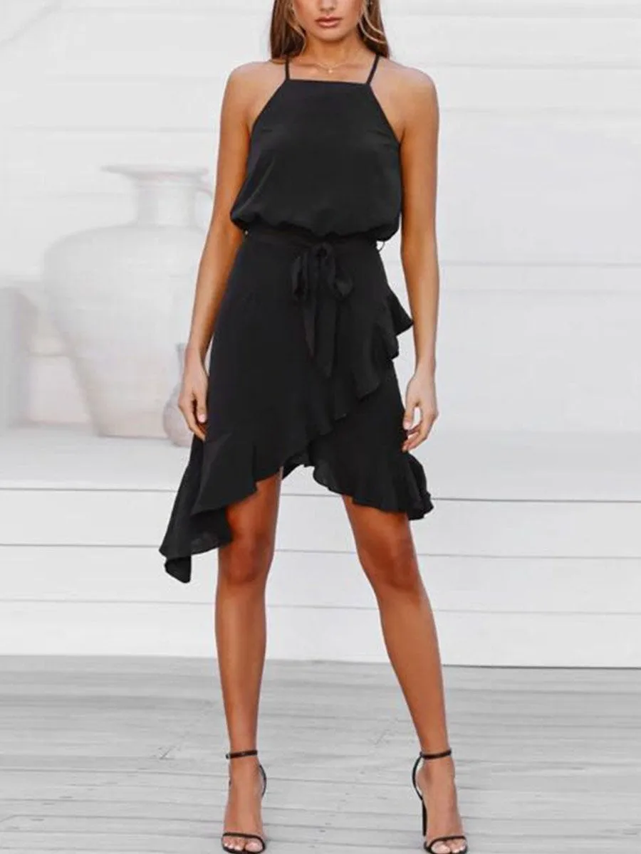 Stunncal Sling Polka Dot Irregular Dress