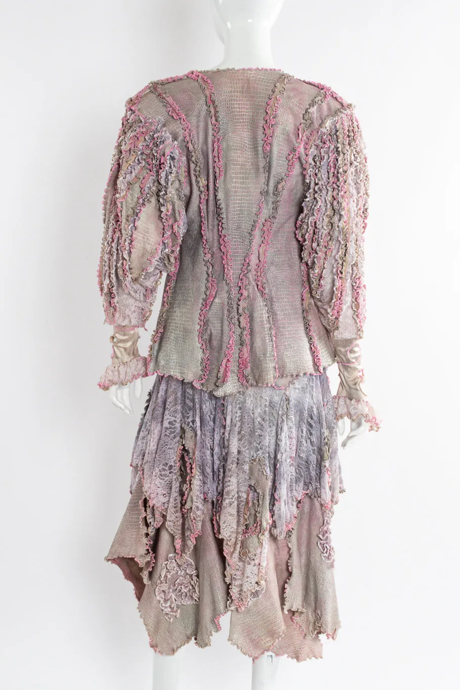 Suede Lace Lettuce Hem 3-Piece Set