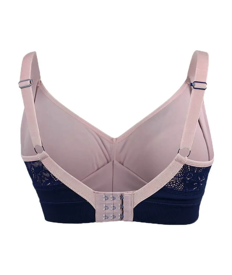Sugar Candy Lux Fuller Bust Seamless F-Hh Cup Wire-Free Lounge Bra - Navy
