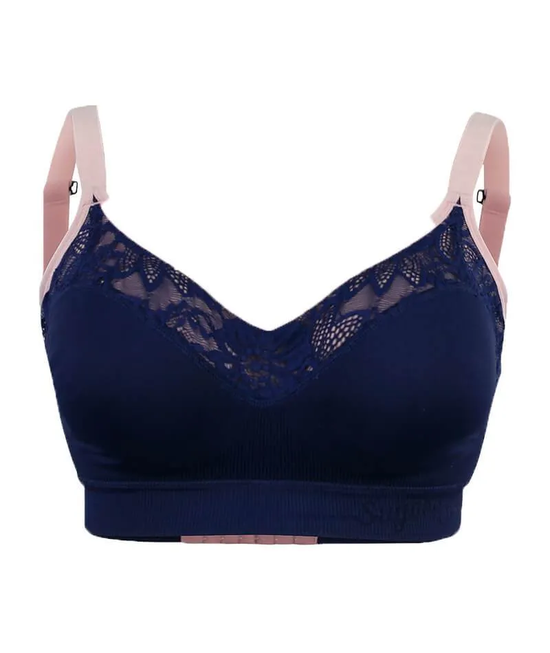 Sugar Candy Lux Fuller Bust Seamless F-Hh Cup Wire-Free Lounge Bra - Navy