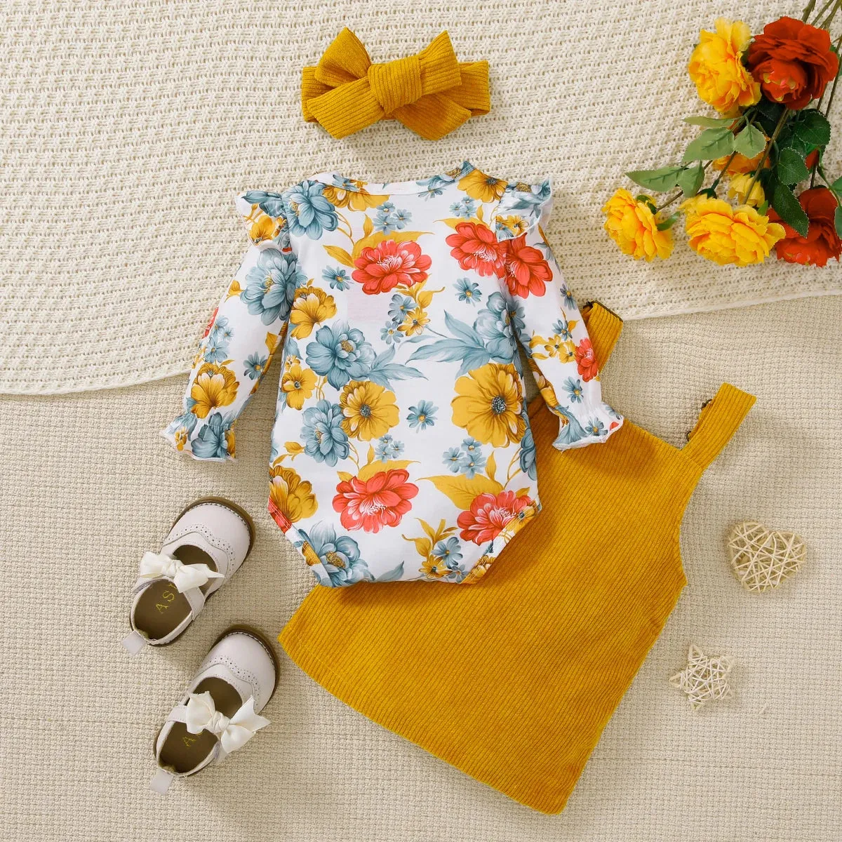 Summer Casual Sling dress With Long Sleeved Floral Top