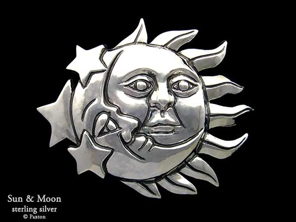 Sun Moon Belt Buckle Sterling Silver