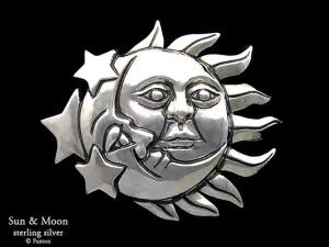Sun Moon Belt Buckle Sterling Silver