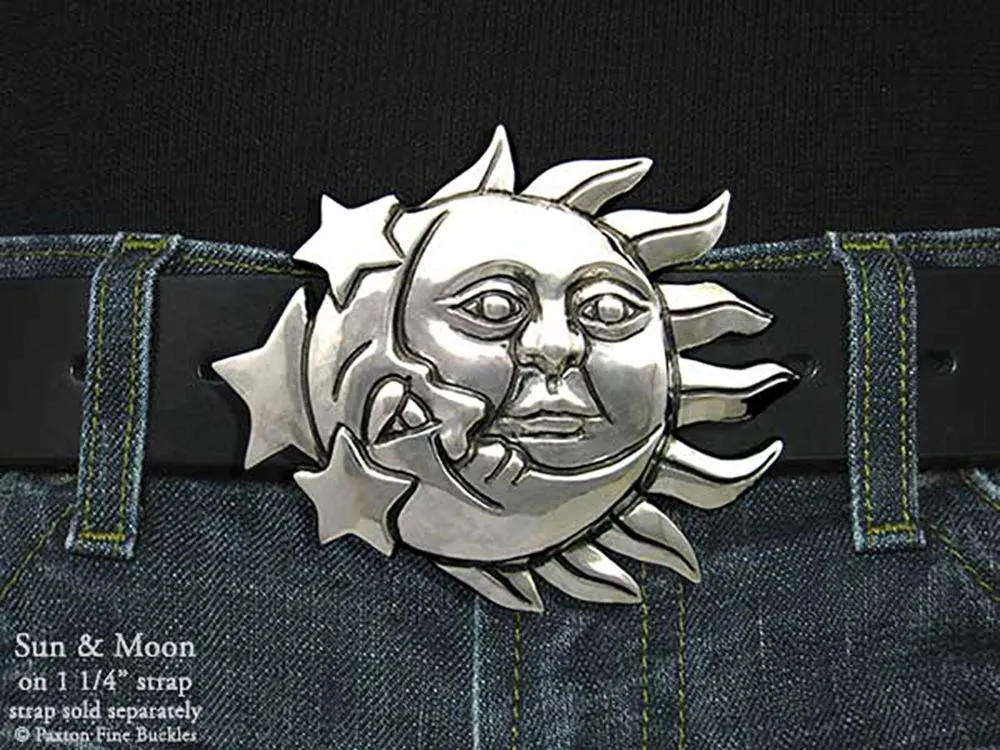 Sun Moon Belt Buckle Sterling Silver