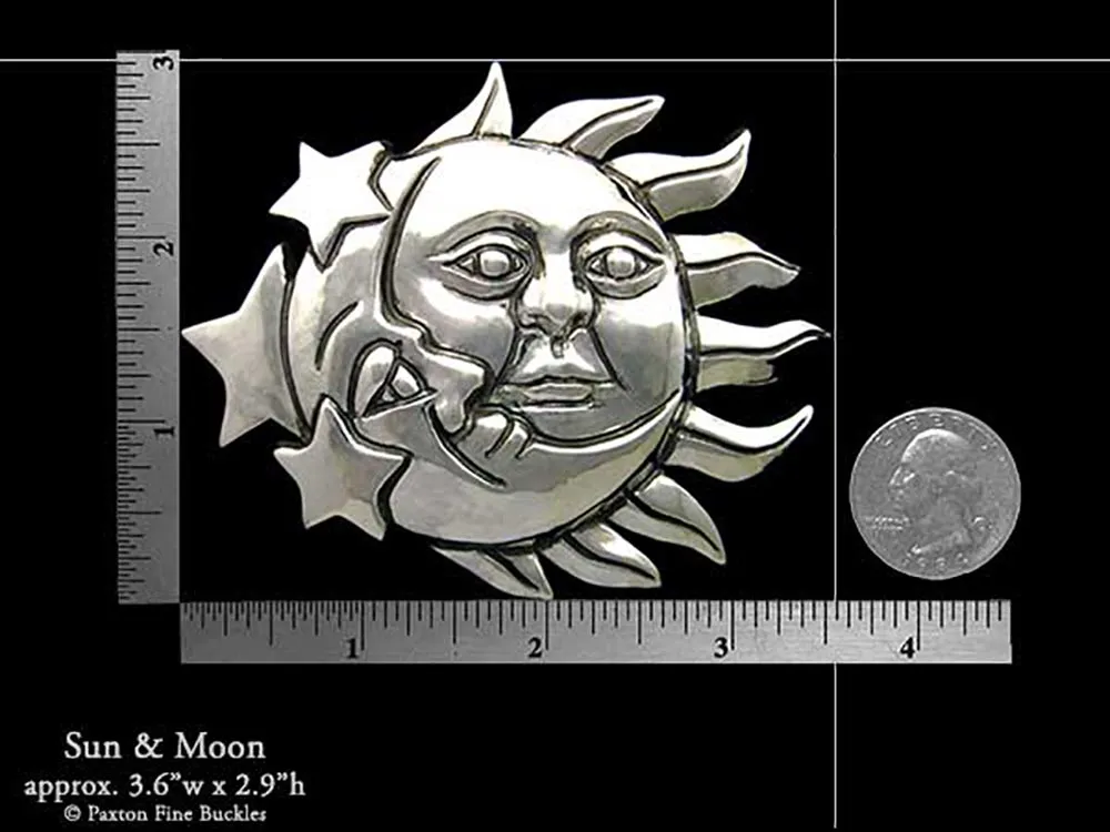 Sun Moon Belt Buckle Sterling Silver