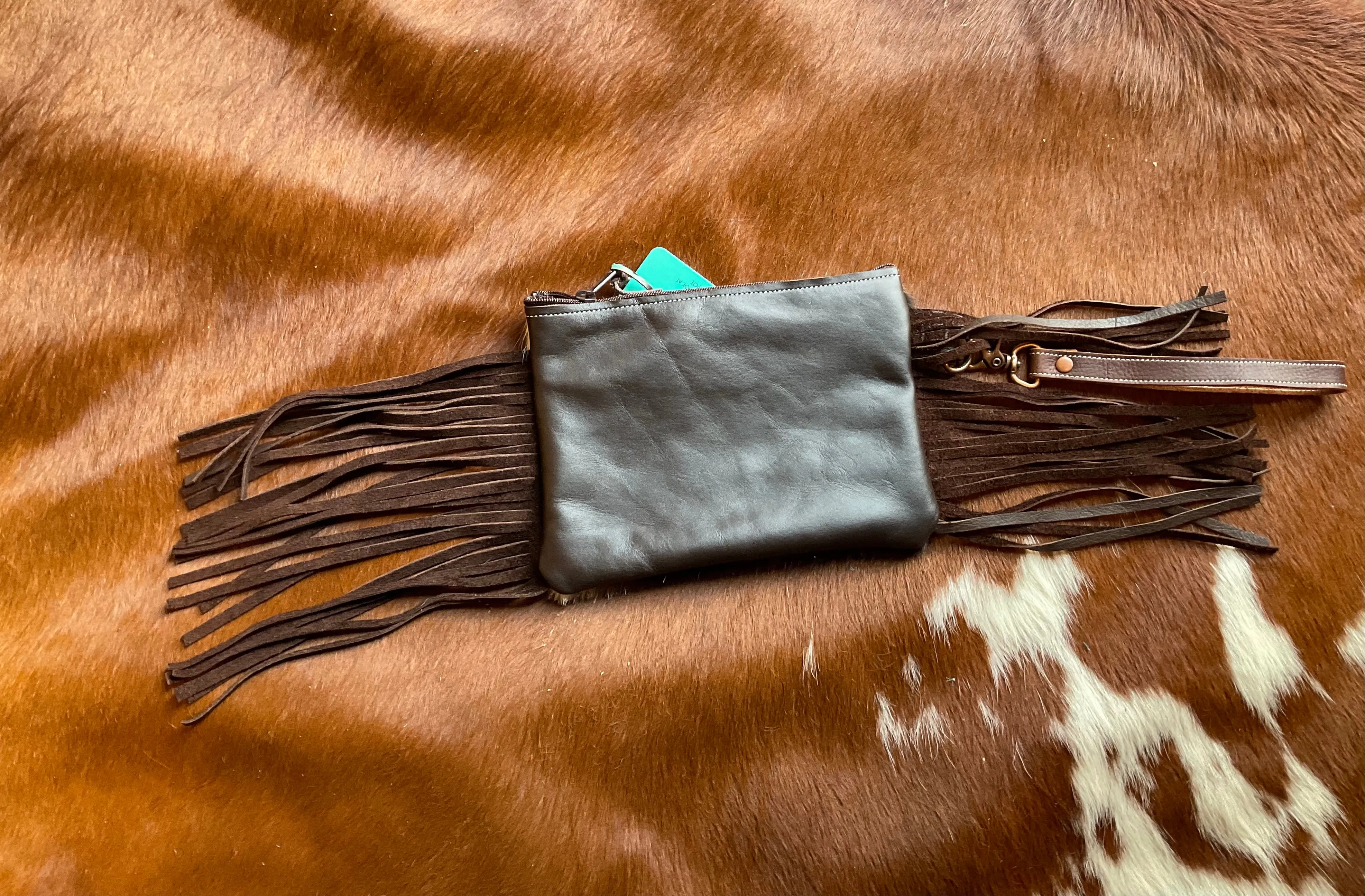 The “Boss Cow” Wristlet W/ Fringe