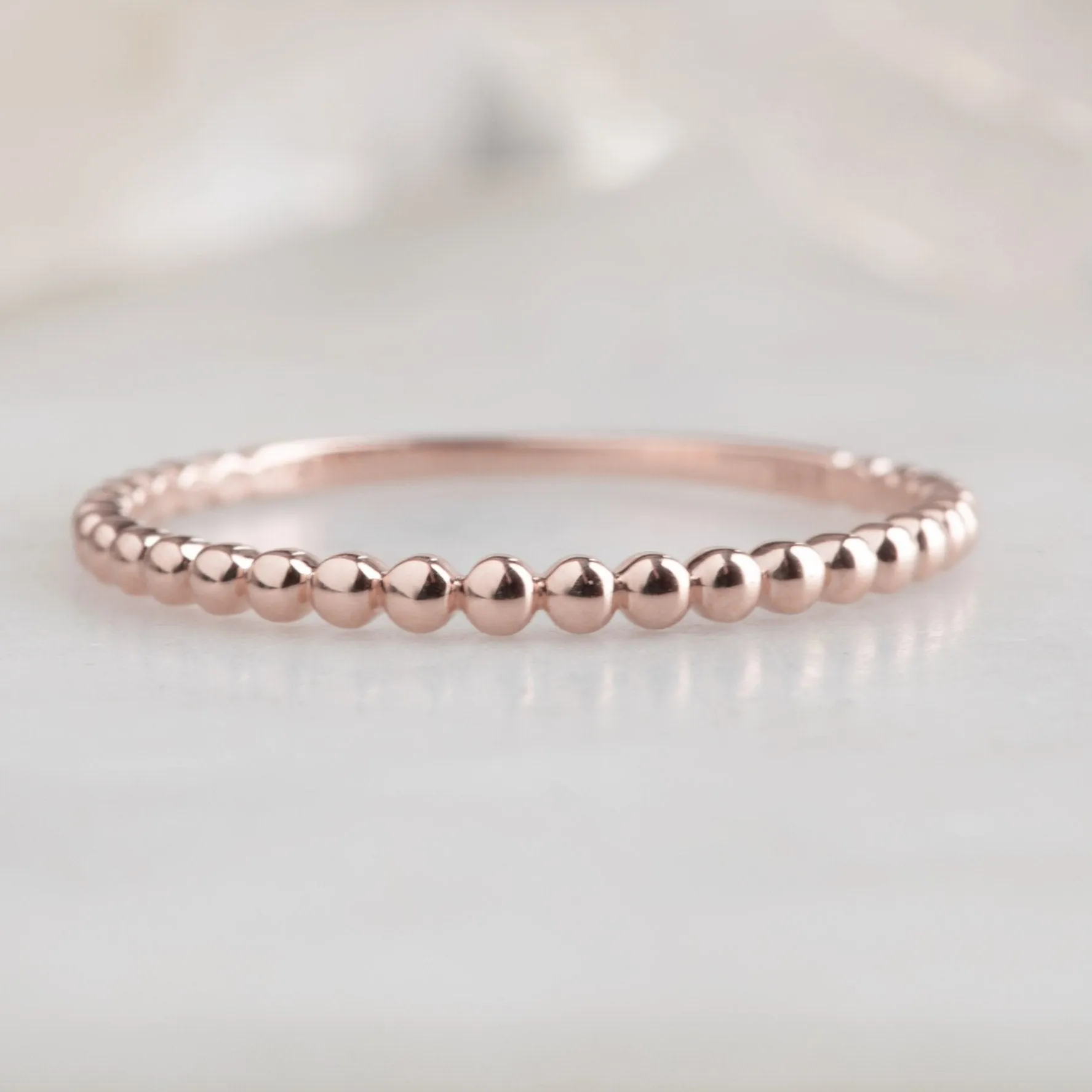 The Gold Beaded Stacking Ring | Yellow, Rose or White Gold