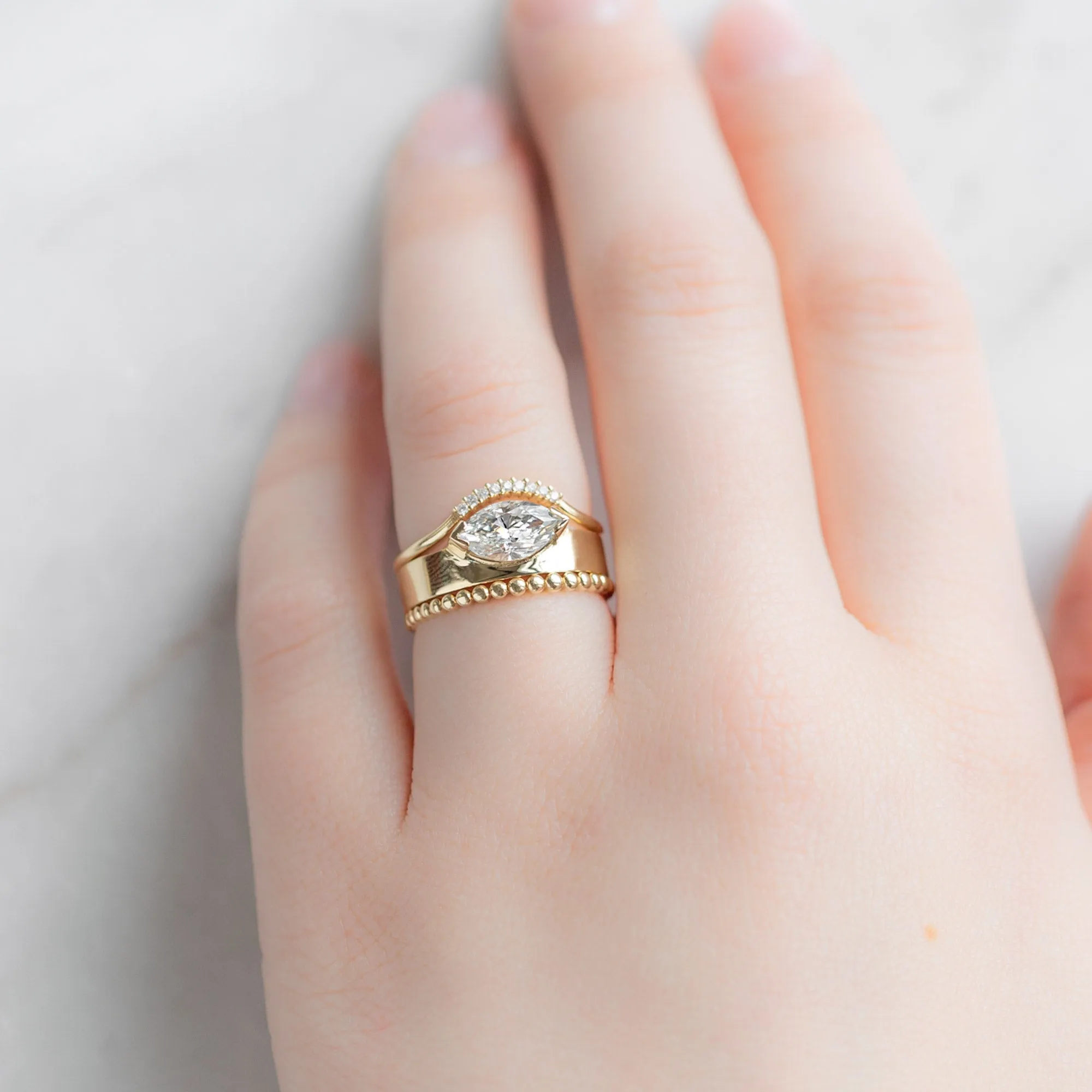 The Gold Beaded Stacking Ring | Yellow, Rose or White Gold