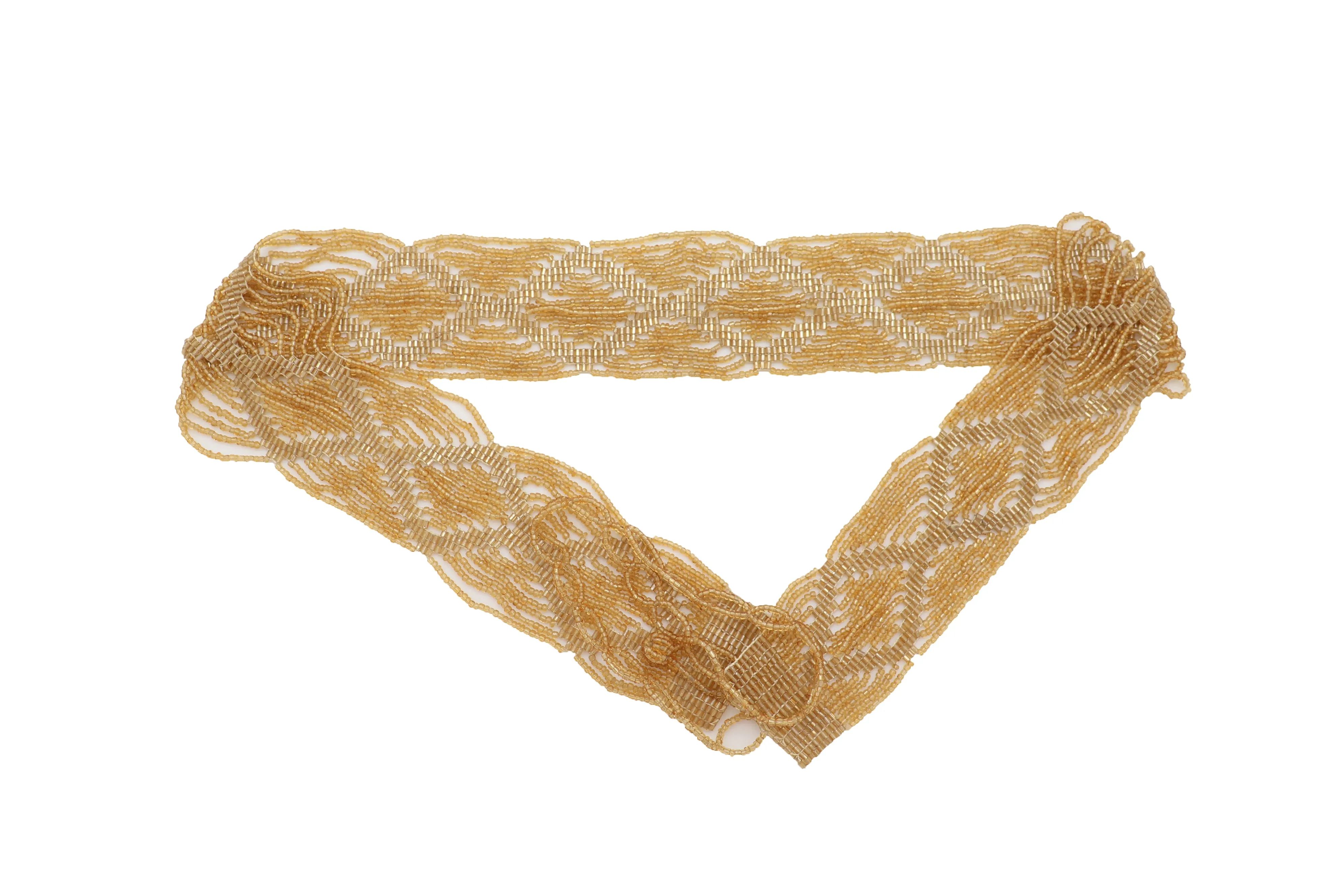 Tie Fashion Belt Yellow Gold Beads Wrap Around Hip High Waist Size M L