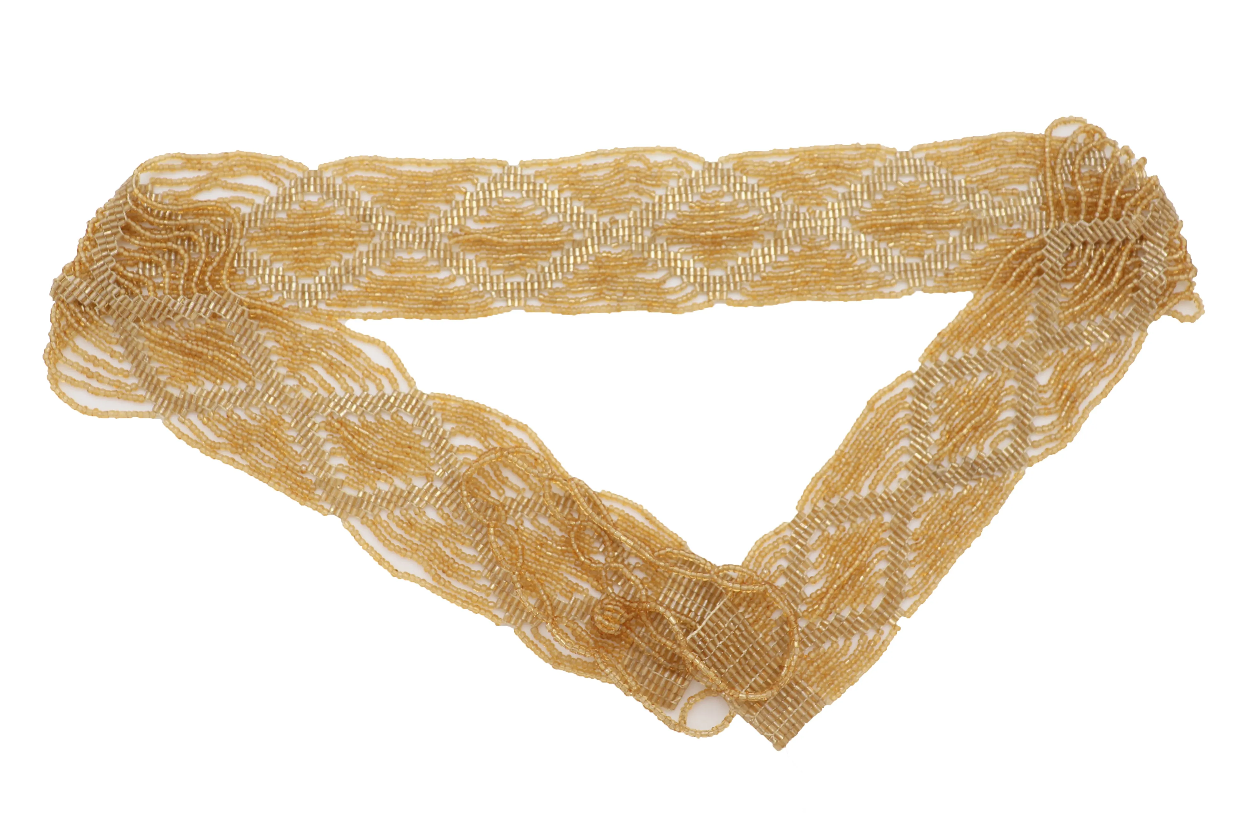 Tie Fashion Belt Yellow Gold Beads Wrap Around Hip High Waist Size M L