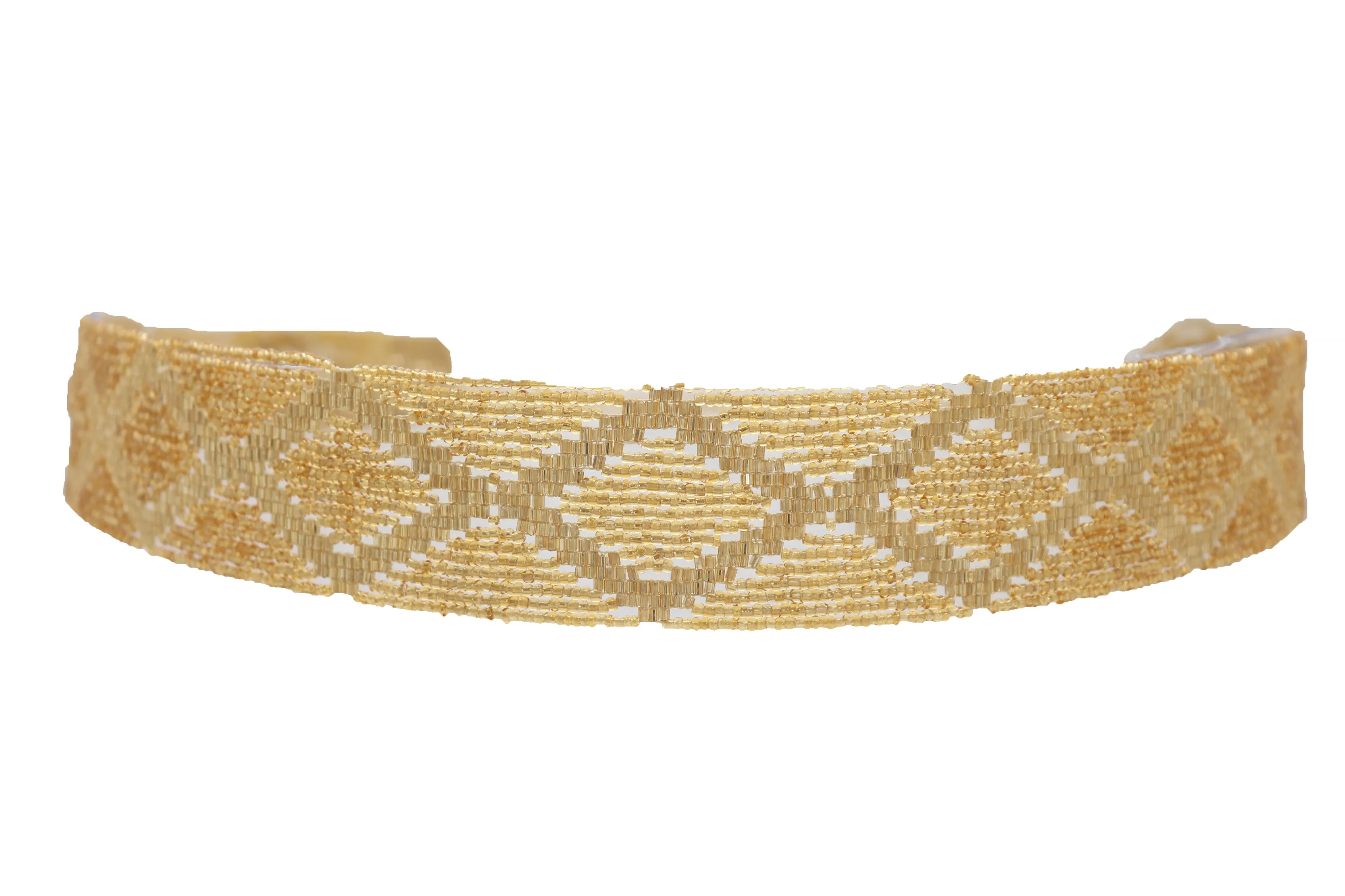 Tie Fashion Belt Yellow Gold Beads Wrap Around Hip High Waist Size M L