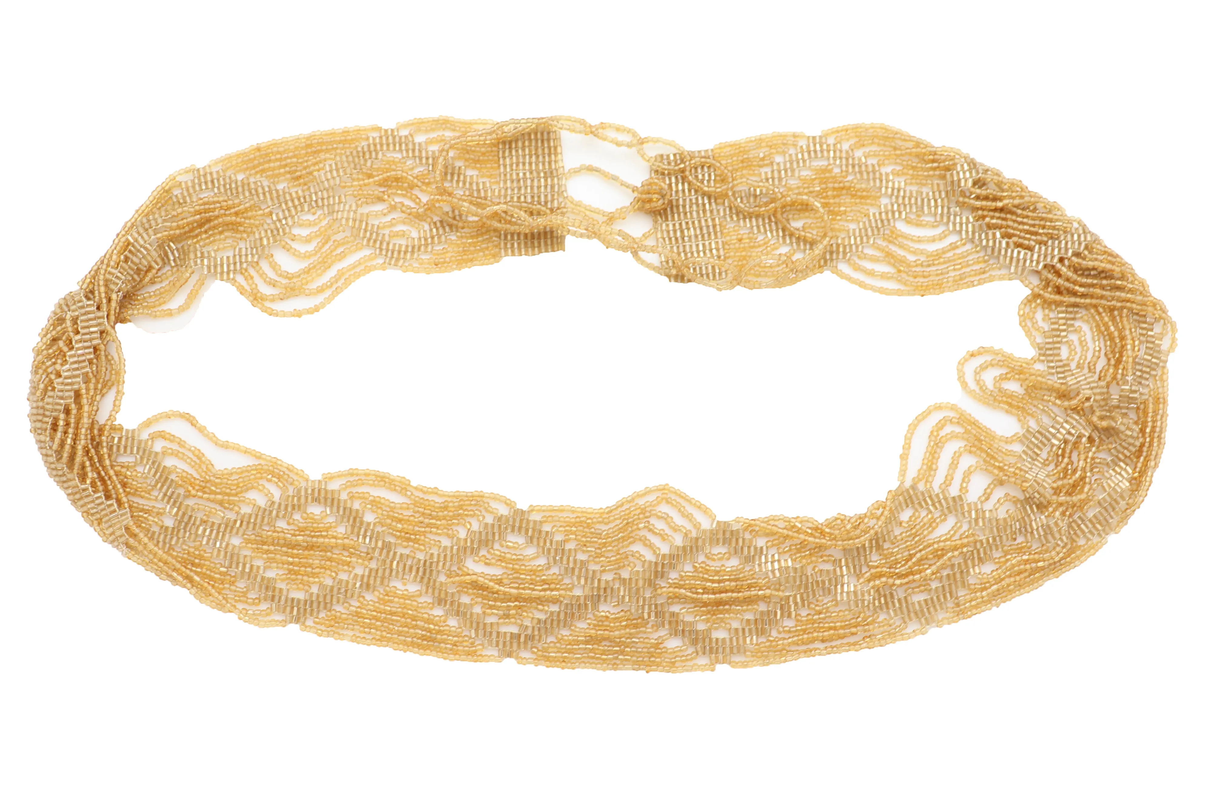 Tie Fashion Belt Yellow Gold Beads Wrap Around Hip High Waist Size M L