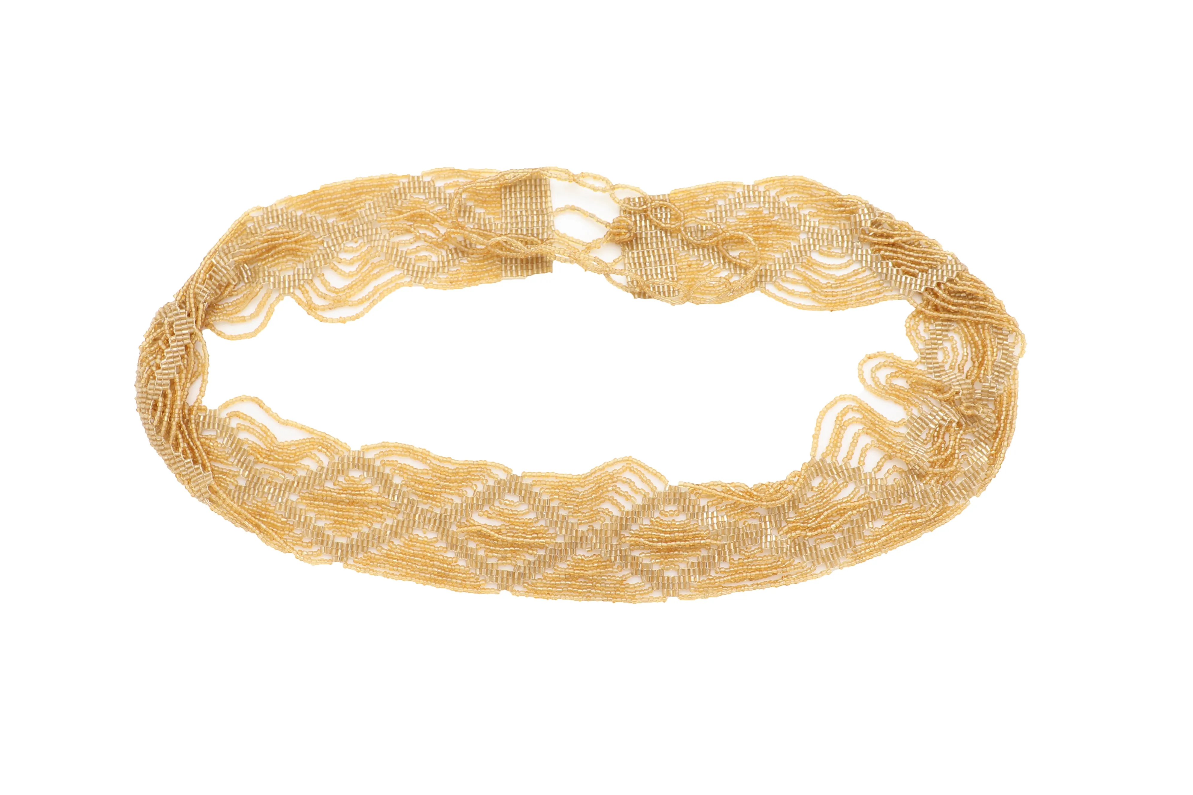Tie Fashion Belt Yellow Gold Beads Wrap Around Hip High Waist Size M L