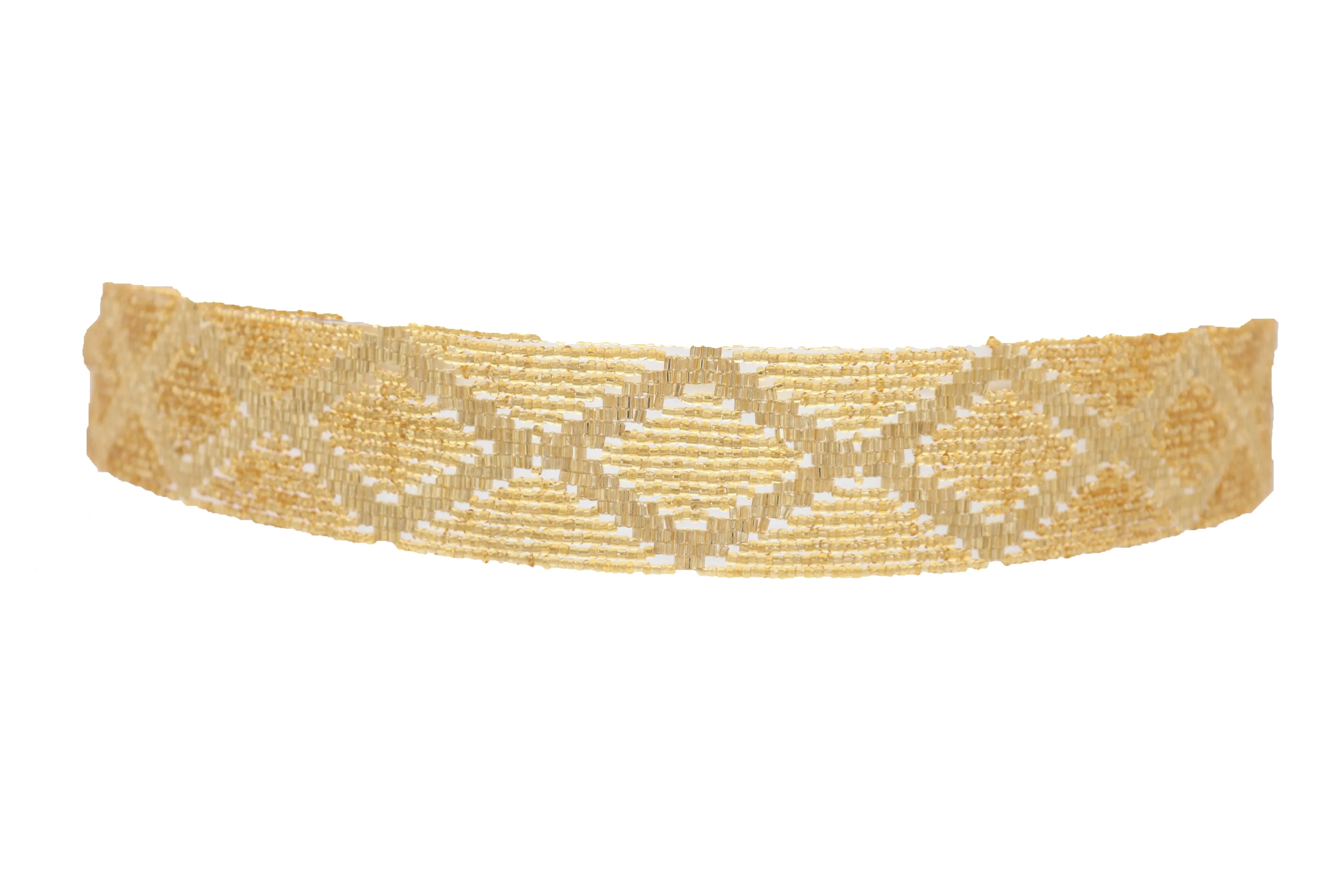 Tie Fashion Belt Yellow Gold Beads Wrap Around Hip High Waist Size M L