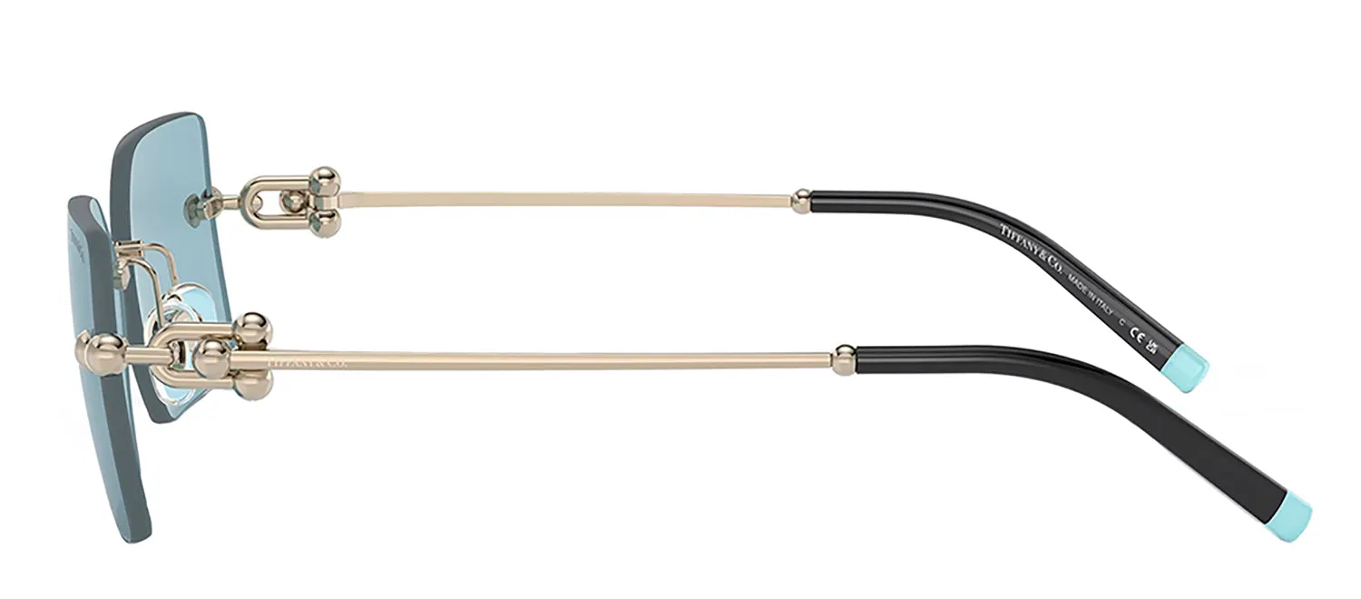 Tiffany & Co. TF 3088 617680 Rimless Metal Gold Sunglasses with Blue Lens