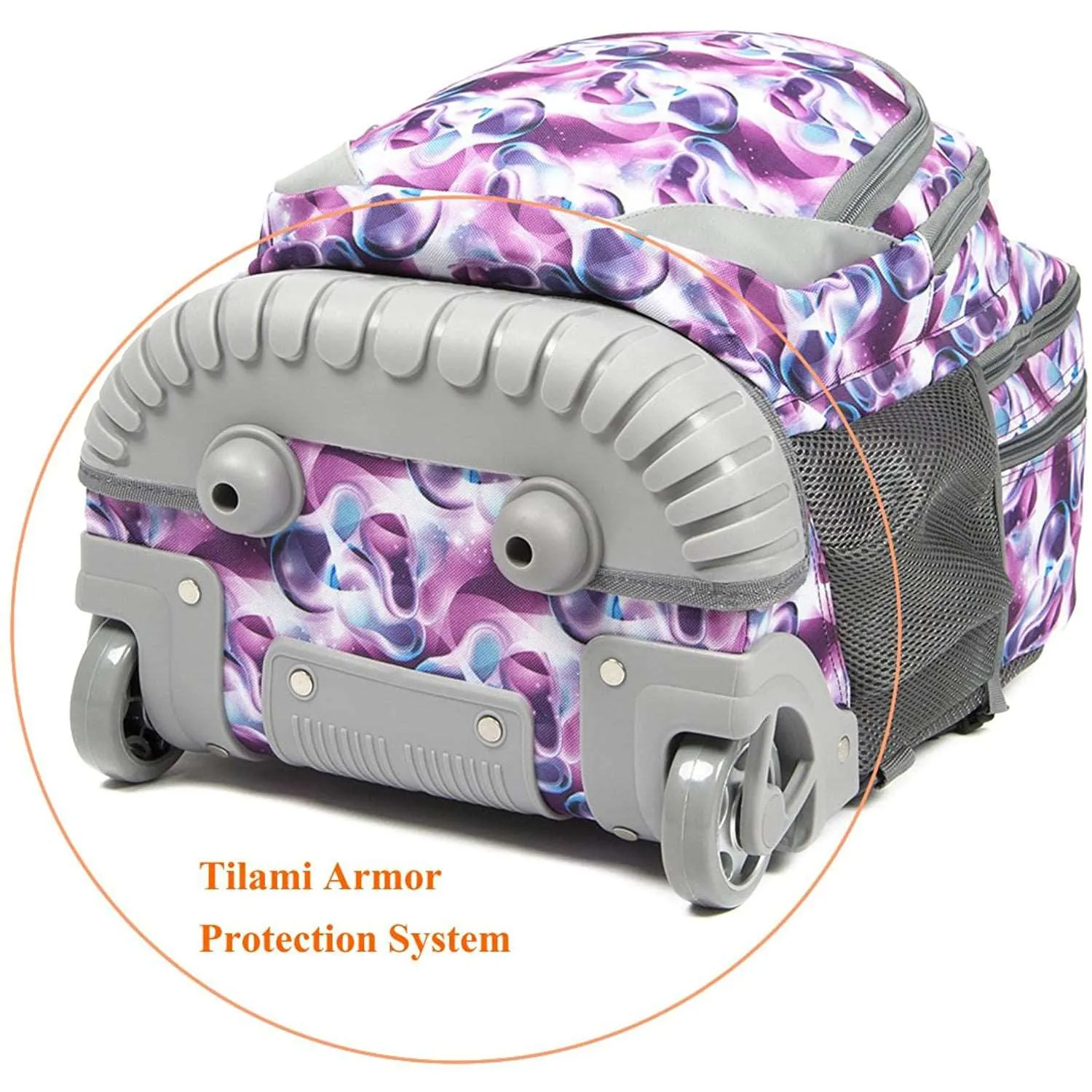 Tilami Purple Waves 18 inch Kids Rolling Backpack Laptop Backpack