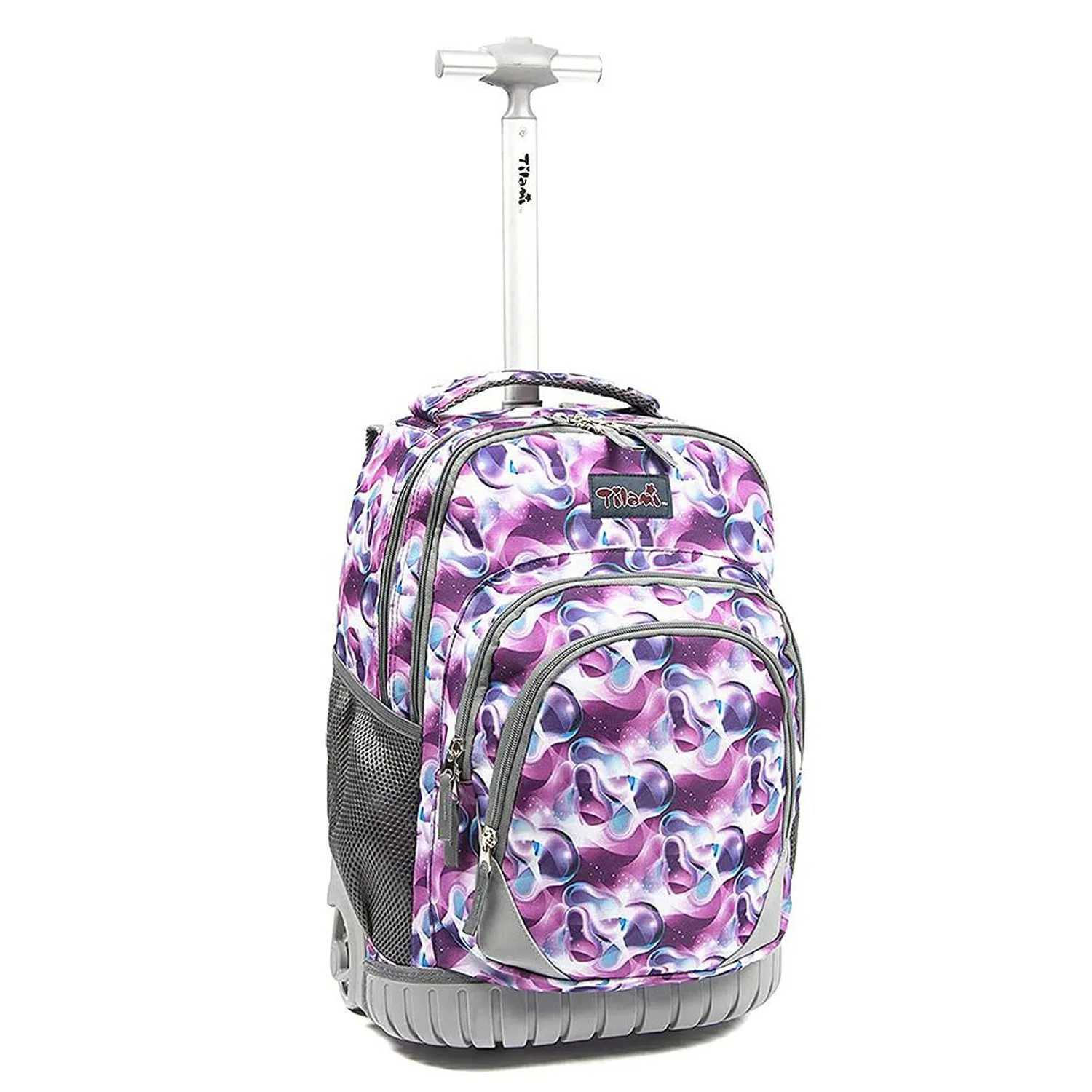 Tilami Purple Waves 18 inch Kids Rolling Backpack Laptop Backpack