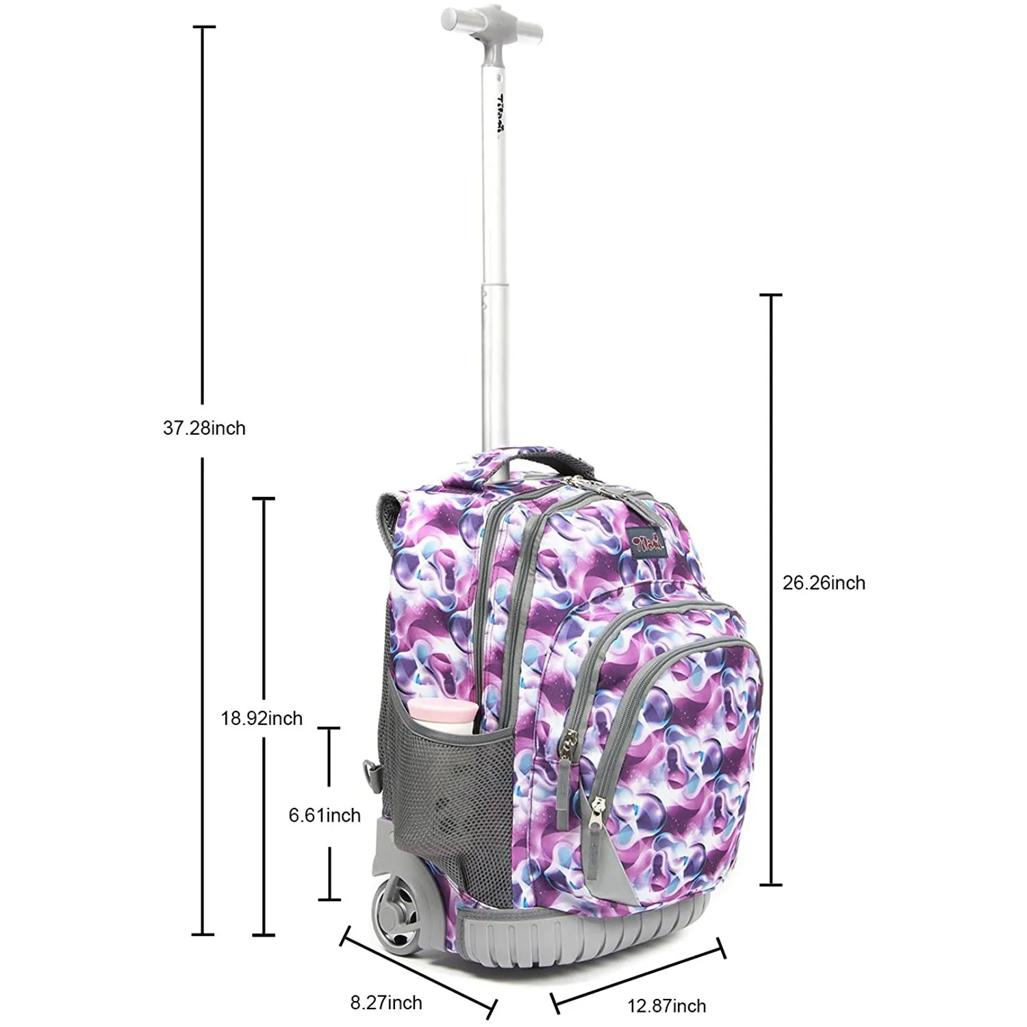 Tilami Purple Waves 18 inch Kids Rolling Backpack Laptop Backpack