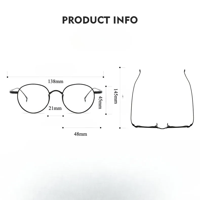 Titanium Vintage Oval Glasses Frame 10518