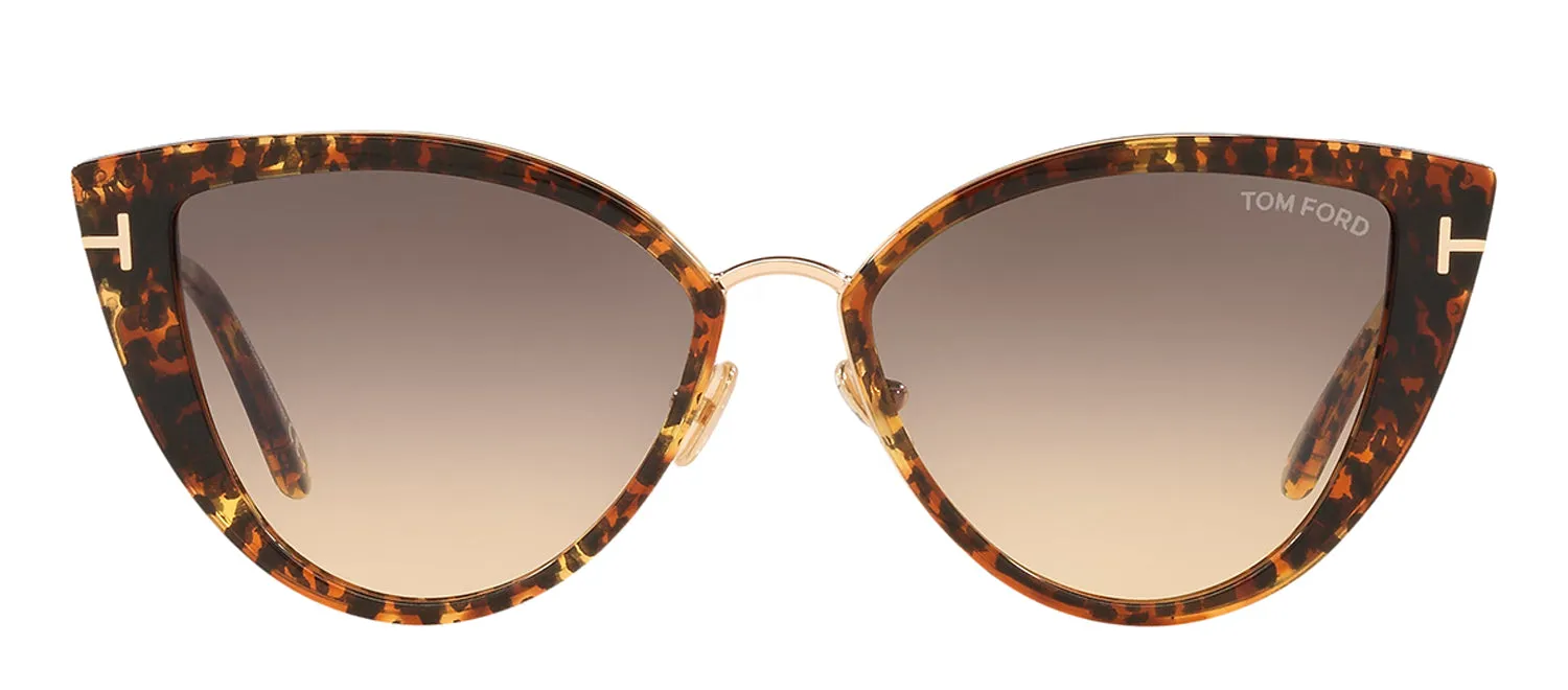 Tom Ford TF 868 52B Cat-Eye Plastic Havana Sunglasses with Grey Gradient Lens