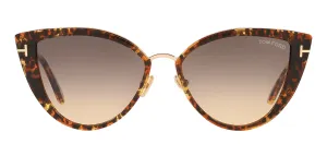 Tom Ford TF 868 52B Cat-Eye Plastic Havana Sunglasses with Grey Gradient Lens