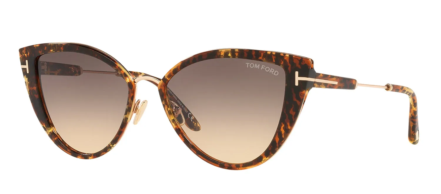 Tom Ford TF 868 52B Cat-Eye Plastic Havana Sunglasses with Grey Gradient Lens
