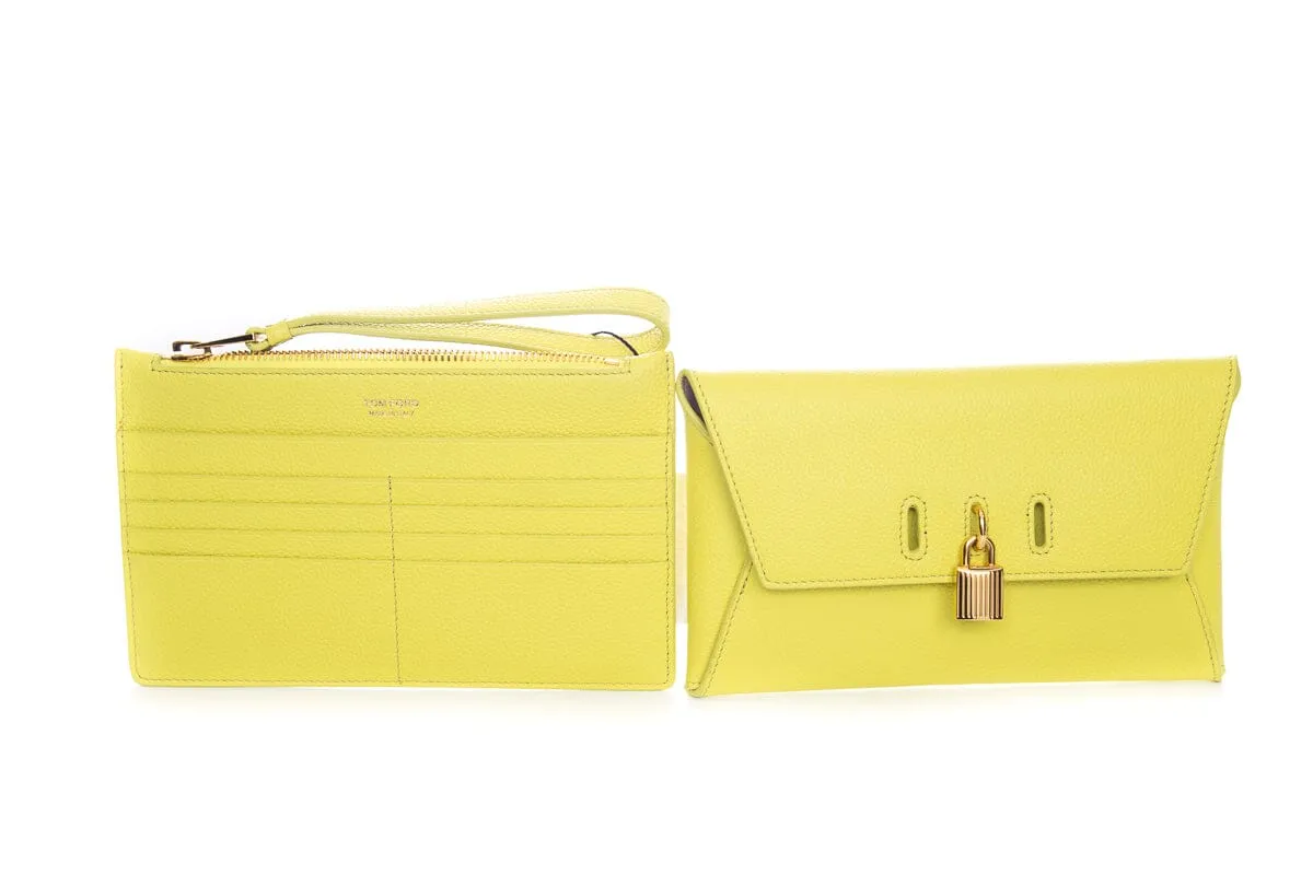 Tom Ford Yellow Turn Lock Wristlet