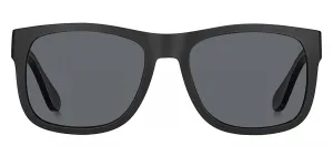 Tommy Hilfiger TH 1556/S 08A_IR Rectangle Plastic Black Sunglasses with Grey Lens
