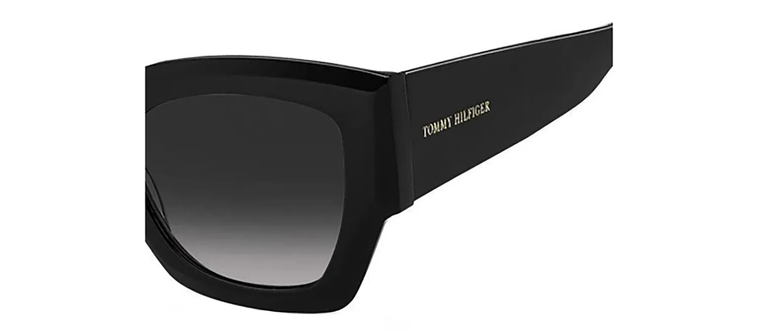 Tommy Hilfiger TH 1862/S 807_9O Rectangle Plastic Black Sunglasses with Grey Gradient Lens