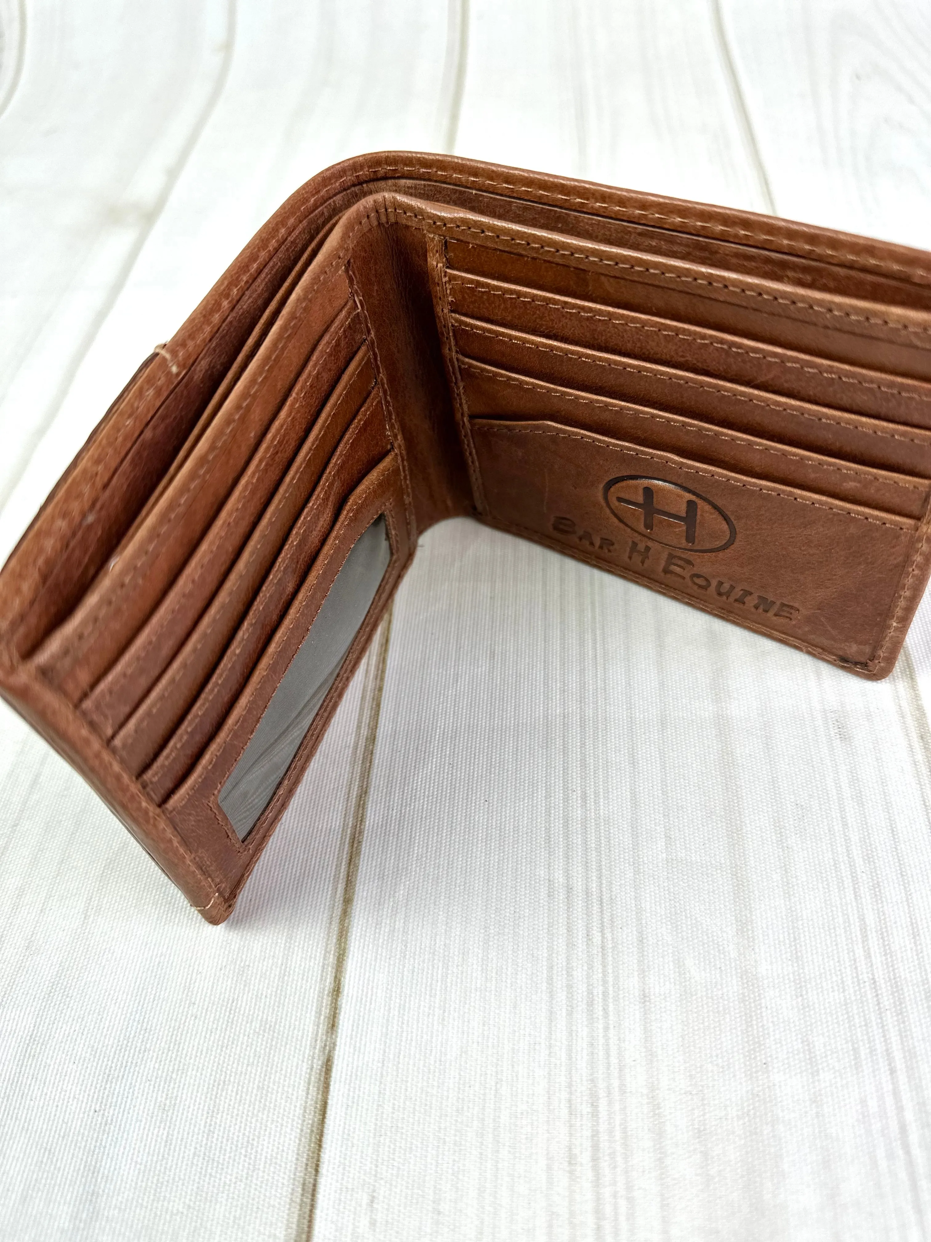 Tooled Leather Swatch Bi-Fold Western Wallet