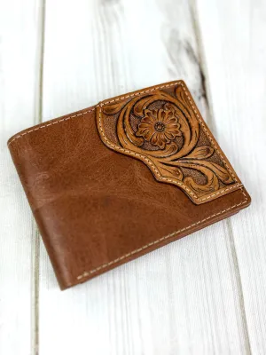 Tooled Leather Swatch Bi-Fold Western Wallet