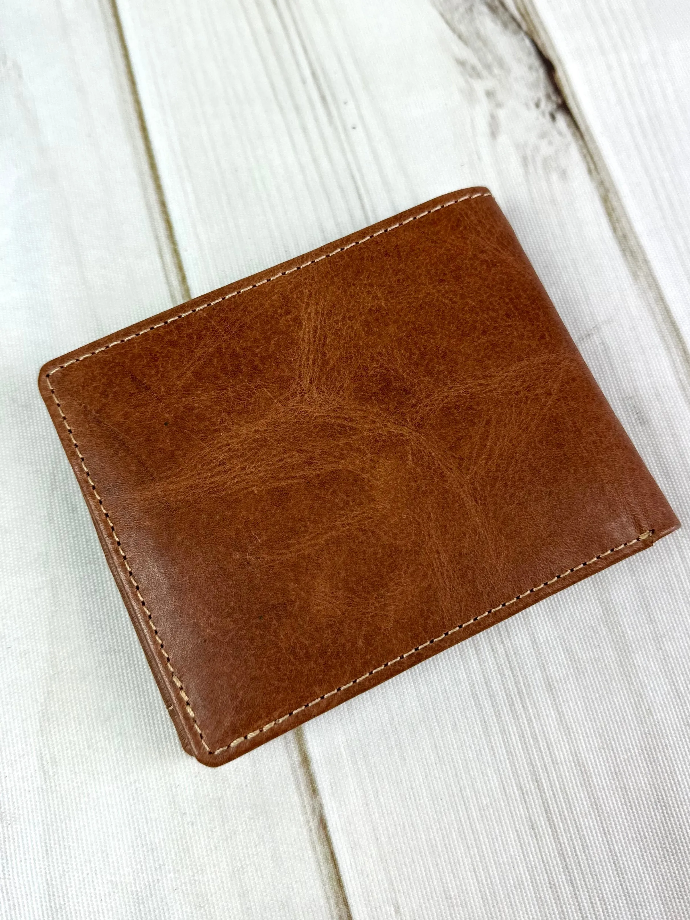 Tooled Leather Swatch Bi-Fold Western Wallet