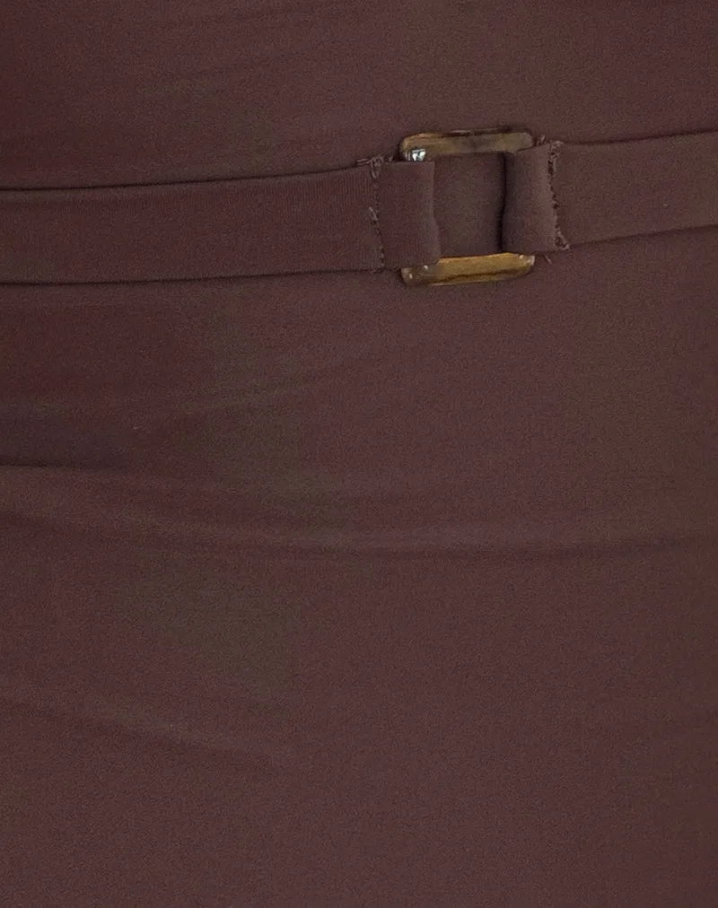 Towi Swim Tank Top in Brown with Trim