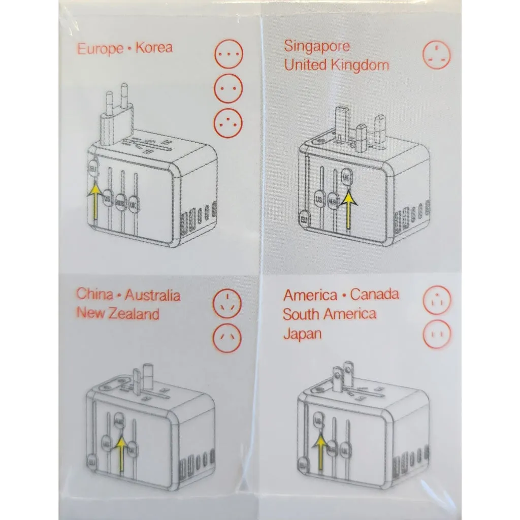 Travelmall 100W PD High Performance Worldwide Travel Adaptor with 6 USB ports (GaN 100W PD)