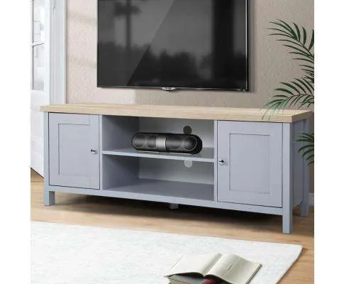 TV Cabinet Entertainment Unit Stand French Provincial Storage Shelf Wooden 130cm Grey