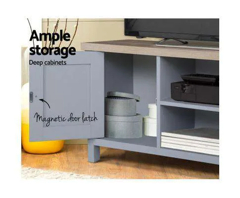 TV Cabinet Entertainment Unit Stand French Provincial Storage Shelf Wooden 130cm Grey