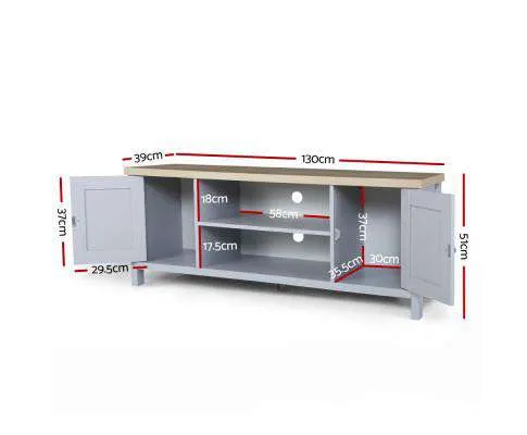 TV Cabinet Entertainment Unit Stand French Provincial Storage Shelf Wooden 130cm Grey