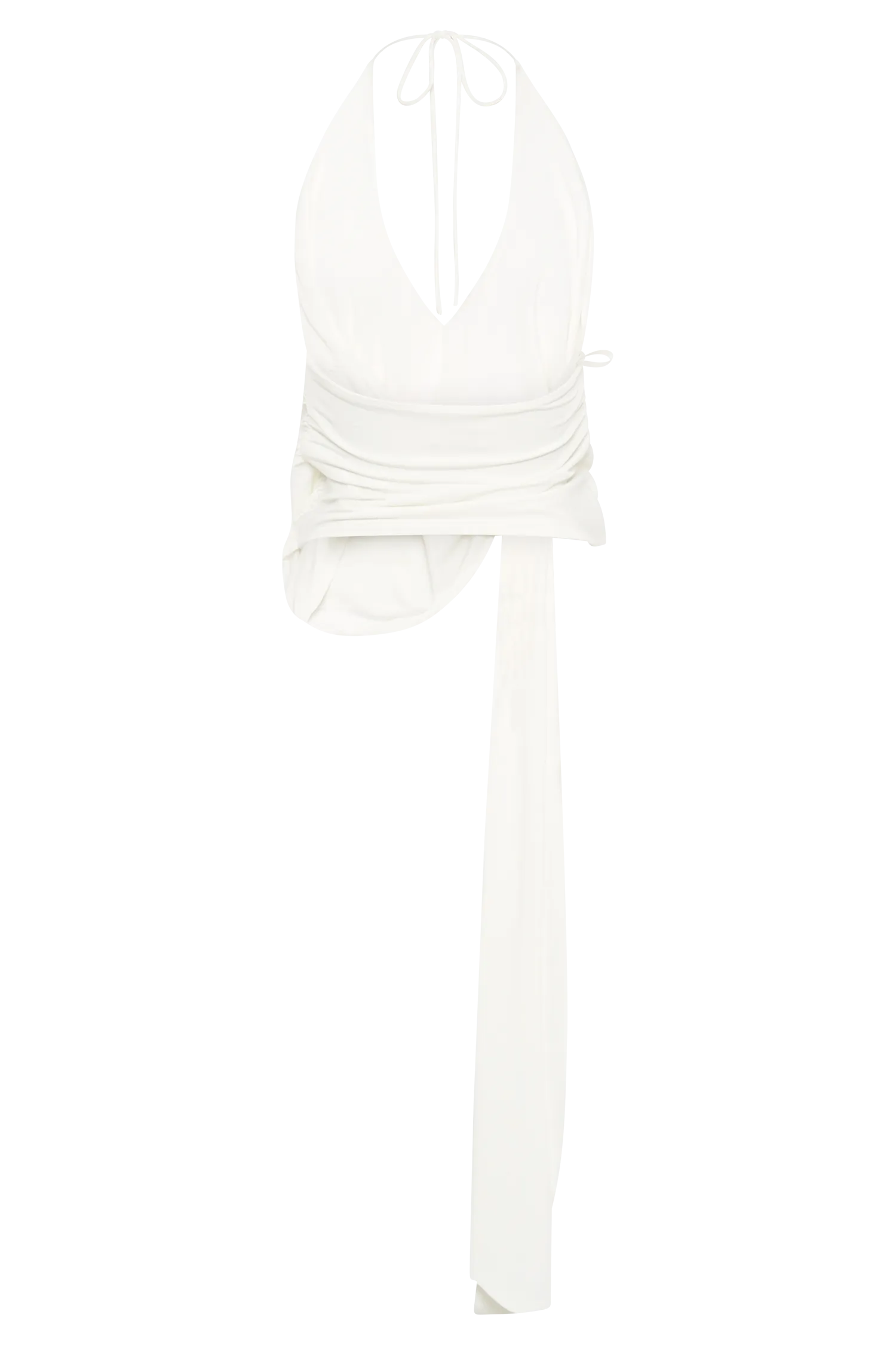 Tyla Draped Slinky Halter Top - White