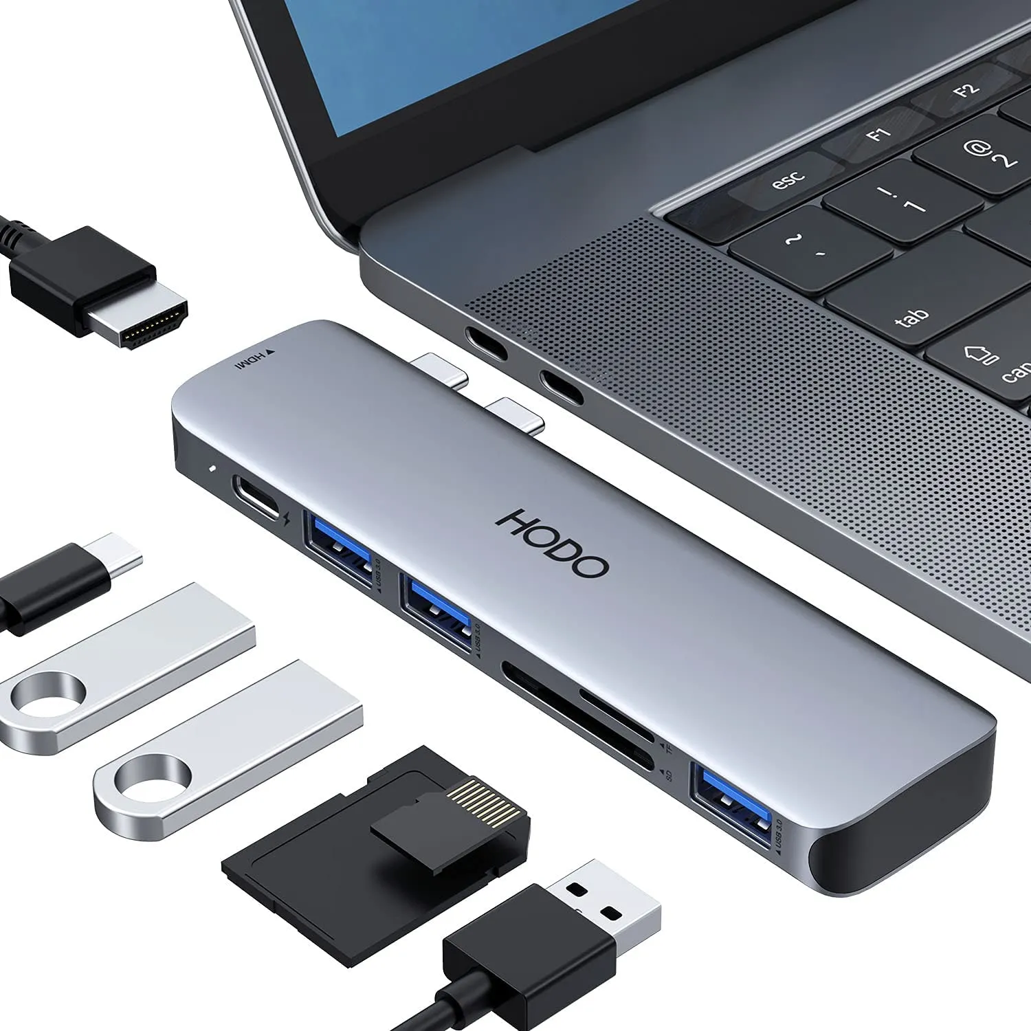 USB C Hub,Adapter for MacBook Air 2020/2019/2018, MacBook Pro Adapter 2017-2020 and Multiport Mac Adapter More with 4K HDMI, 3 USB 3.0 Ports, SD/TF Card Reader, 100W PD