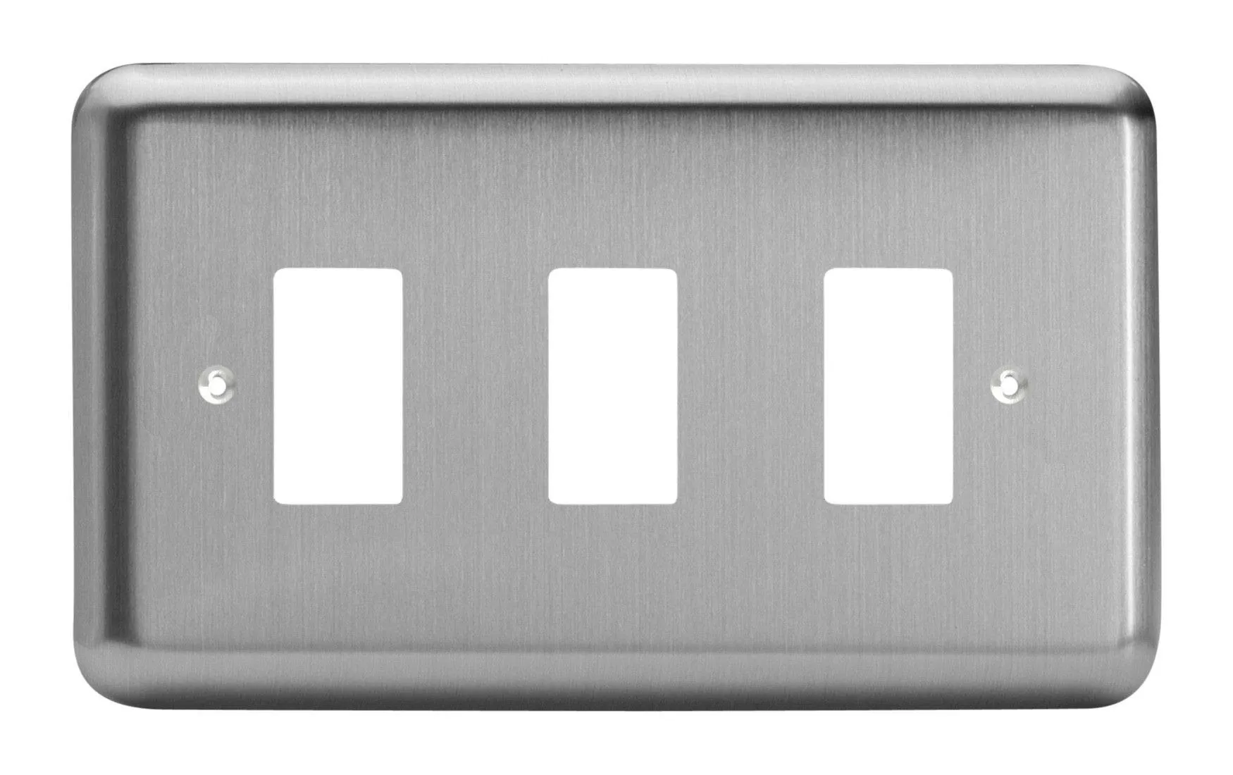 Varilight XSPGY3 PowerGrid Matt Chrome 3 Gang Grid Plate (Twin Plate)
